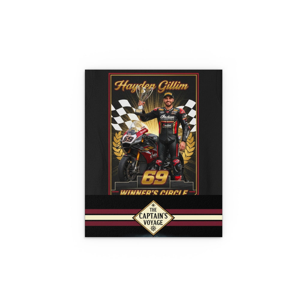 Racing Champion Silk Poster — “Winner’s Circle 69” Motorcycle Wall Art (Indoor/Outdoor)