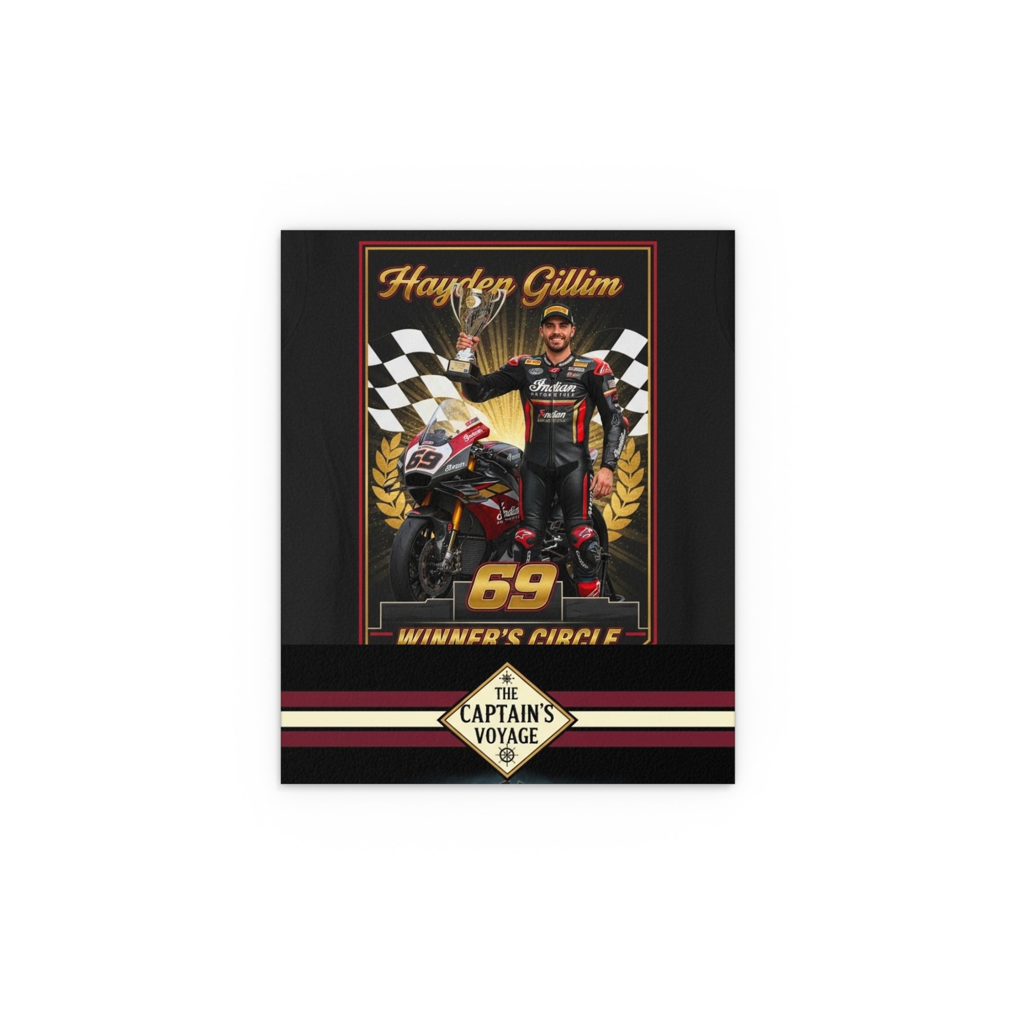 Racing Champion Silk Poster — “Winner’s Circle 69” Motorcycle Wall Art (Indoor/Outdoor)