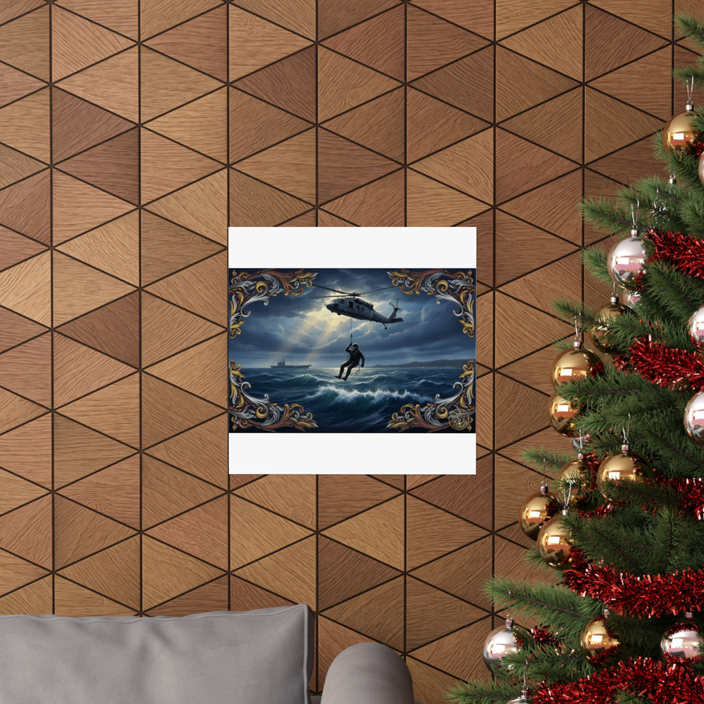 Rescue Helicopter Ocean Poster