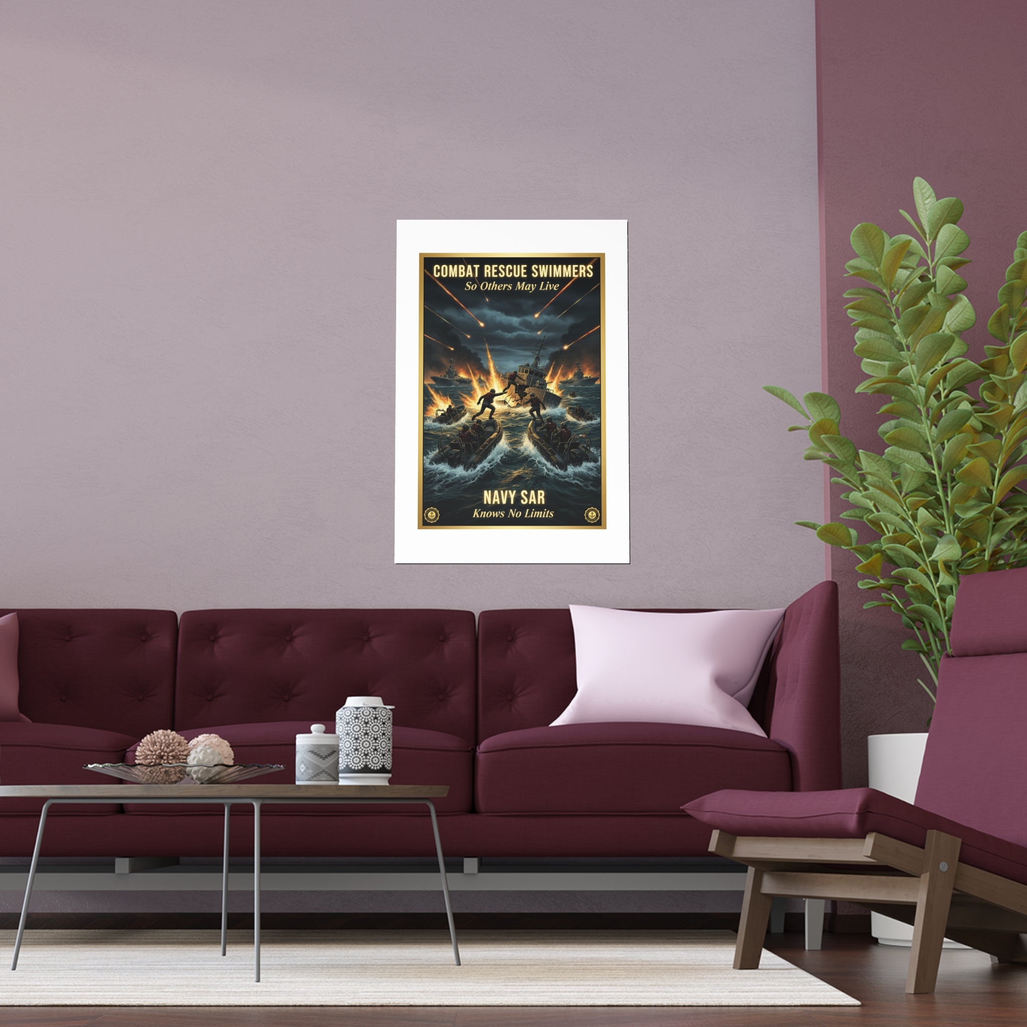 Combat Rescue Swimmers Silk Poster — 'So Others May Live' Navy SAR Wall Art