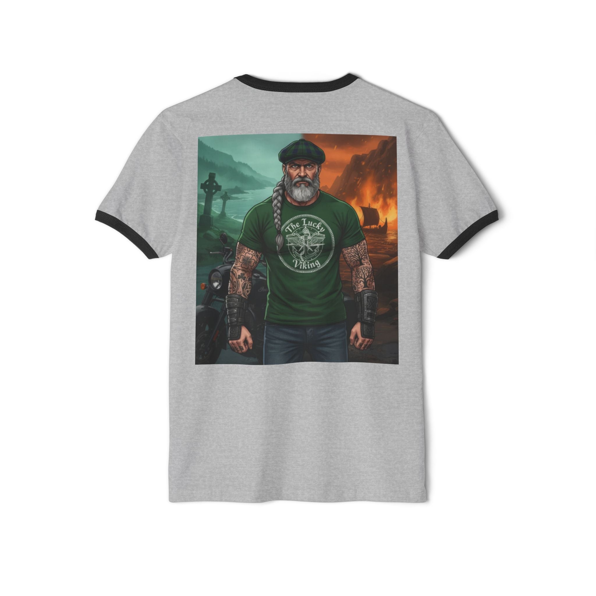 Viking Dad Graphic T-Shirt — "The Lucky Viking" Ringer Tee