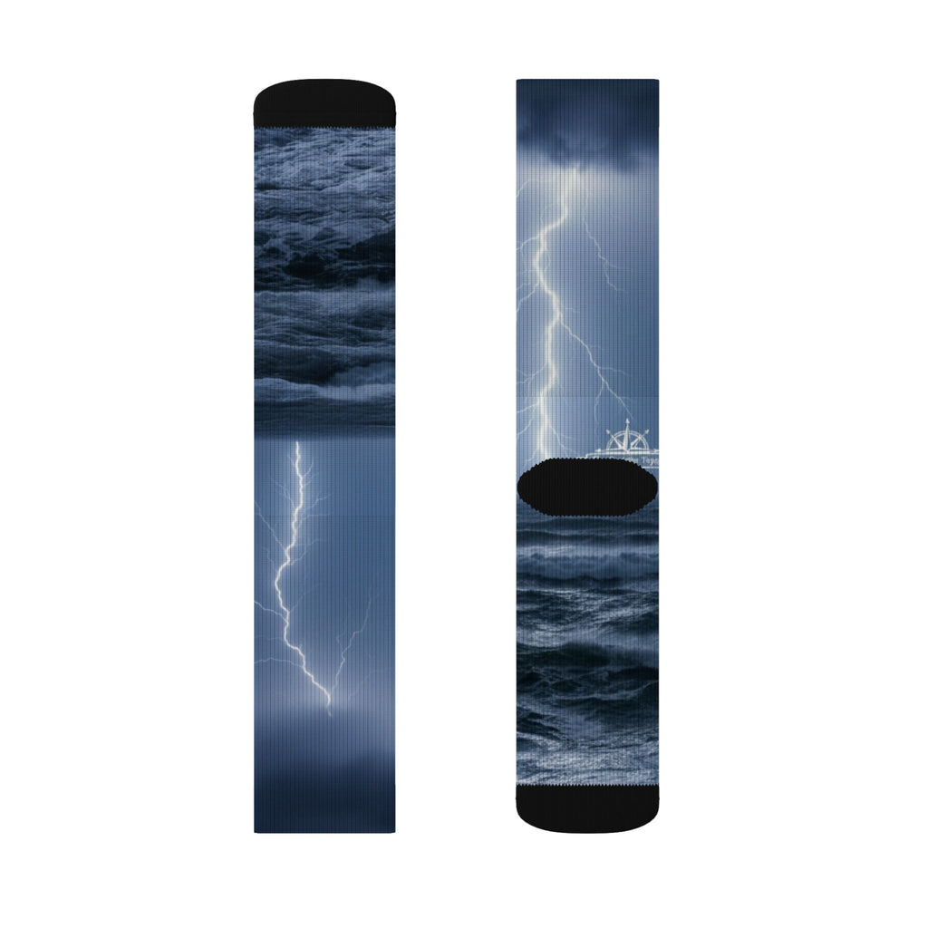 Storm Lightning Sublimation Socks — Nautical Thunder Crew Socks