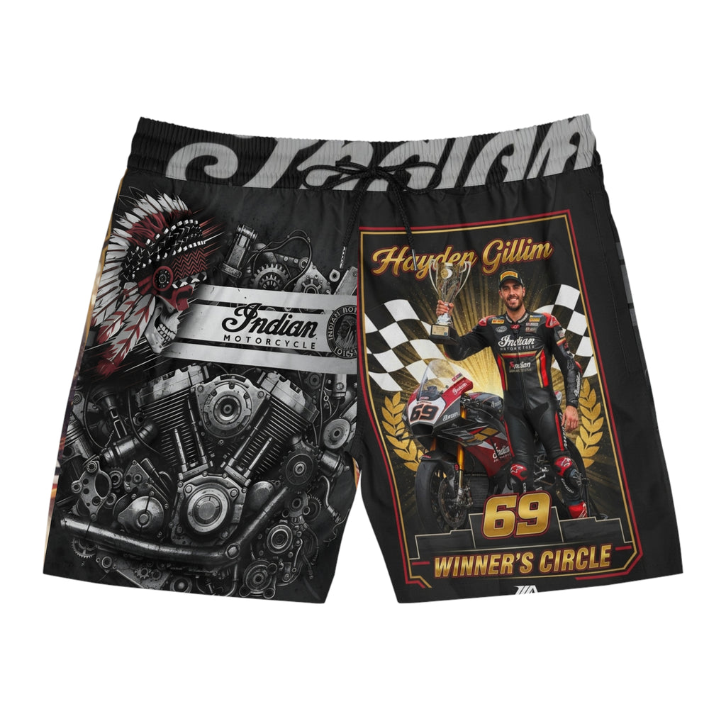 Winner's Circle 69 Racing Swim Shorts — Hayden Gillim Indian Motorcycle AOP