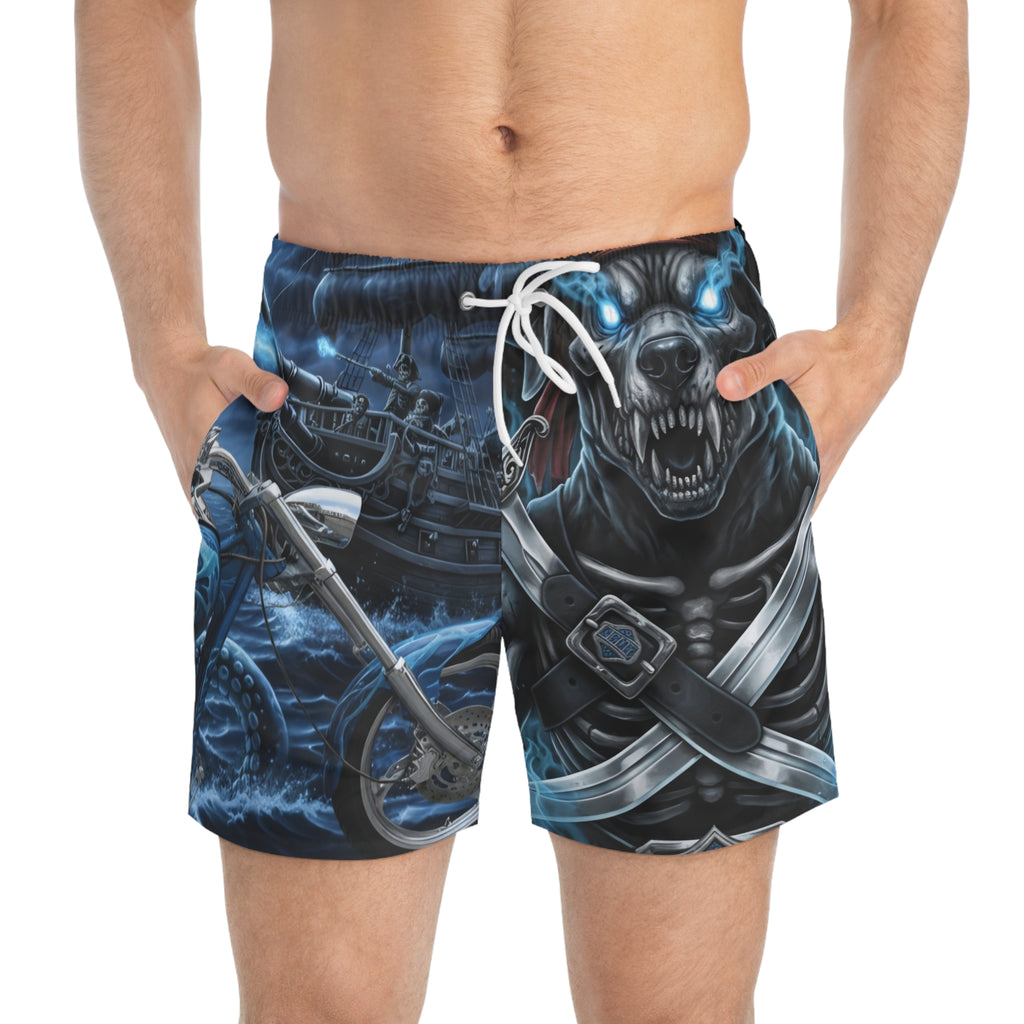Ghost Pirate Motorcycle Swim Trunks