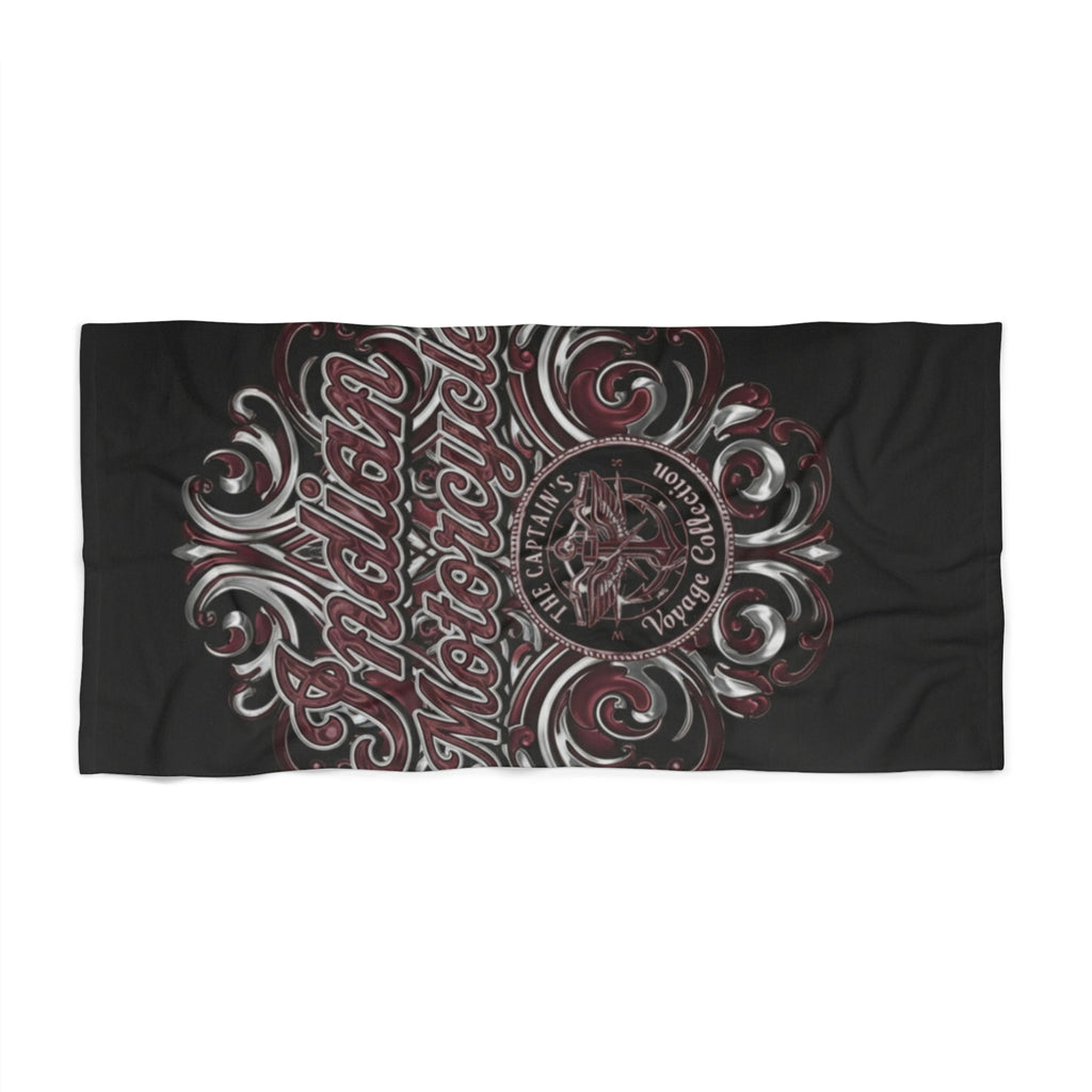 Indian Motorcycle Vintage Logo Beach Towel - Retro Biker Graphic
