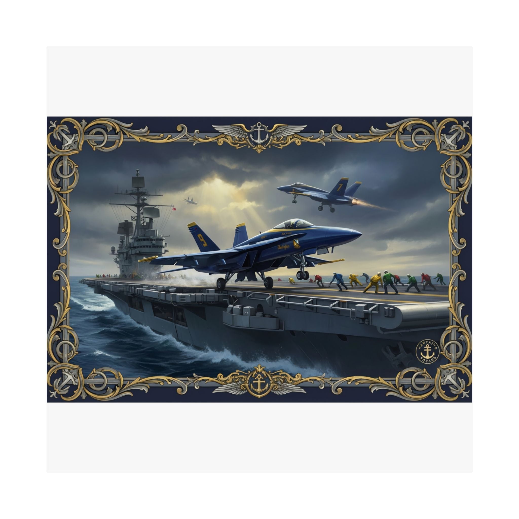 Aircraft Carrier Navy Poster — Matte Vertical Military Aviation Print
