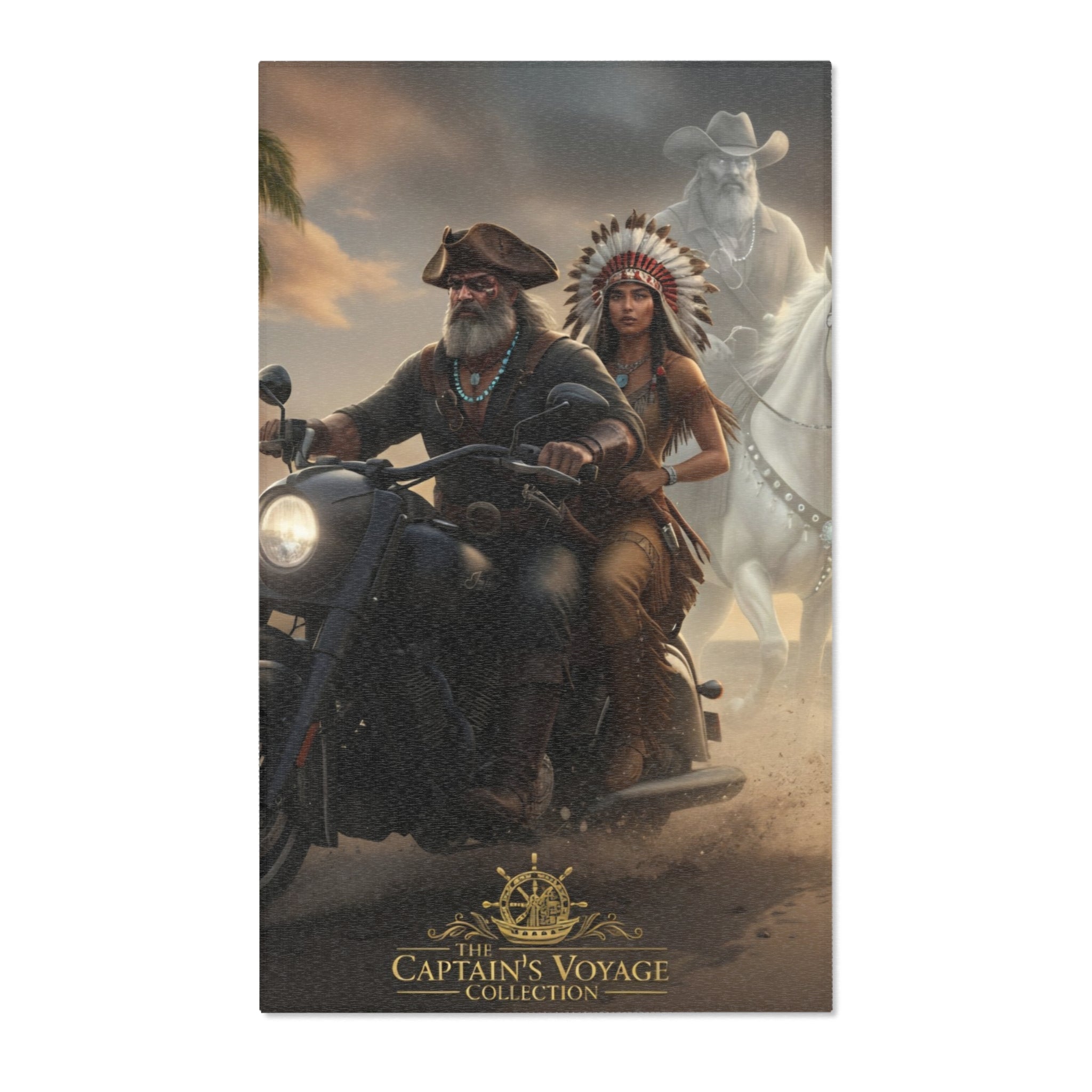 Area Rug — Pirate Biker Beach Scene Rug (Captain’s Voyage Design)