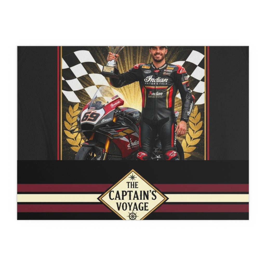 Racing Champion Silk Poster — “Winner’s Circle 69” Motorcycle Wall Art (Indoor/Outdoor)