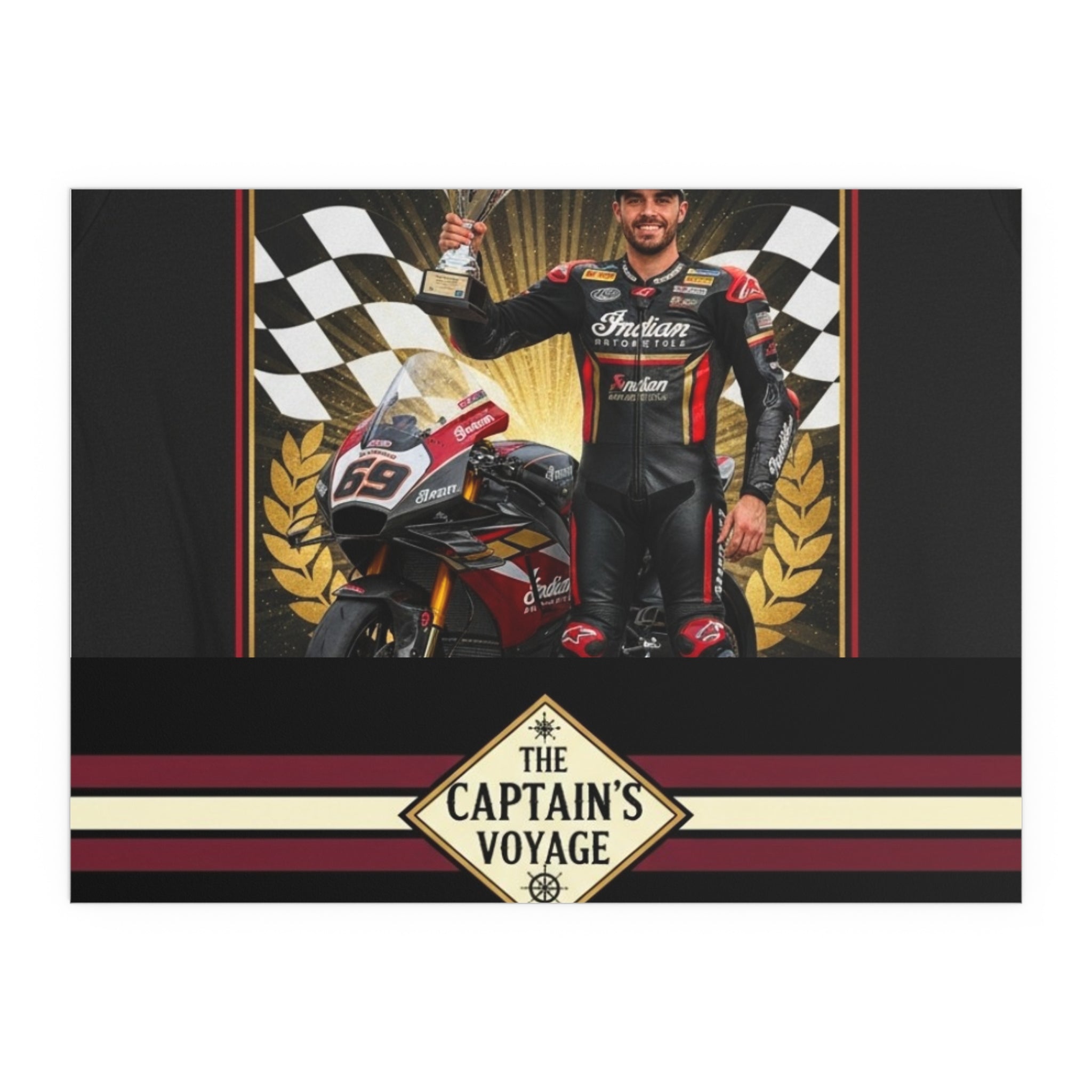Racing Champion Silk Poster — “Winner’s Circle 69” Motorcycle Wall Art (Indoor/Outdoor)