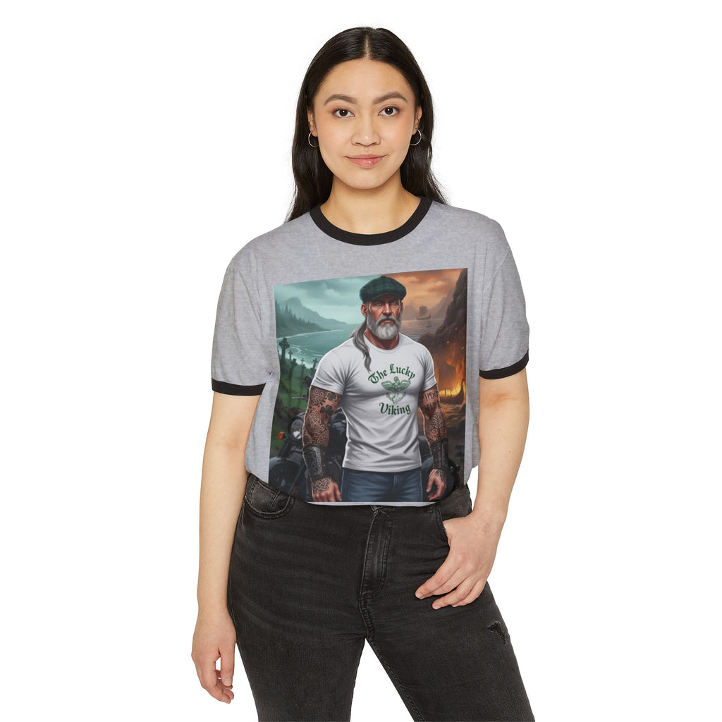 Viking Dad Graphic T-Shirt — "The Lucky Viking" Ringer Tee