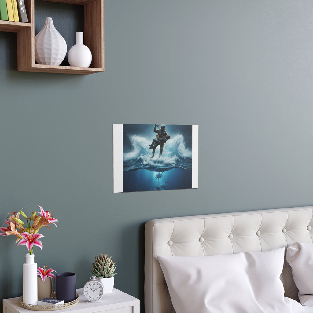 Diver Split-View Silk Poster — Underwater Adventure Wall Art (Indoor/Outdoor)