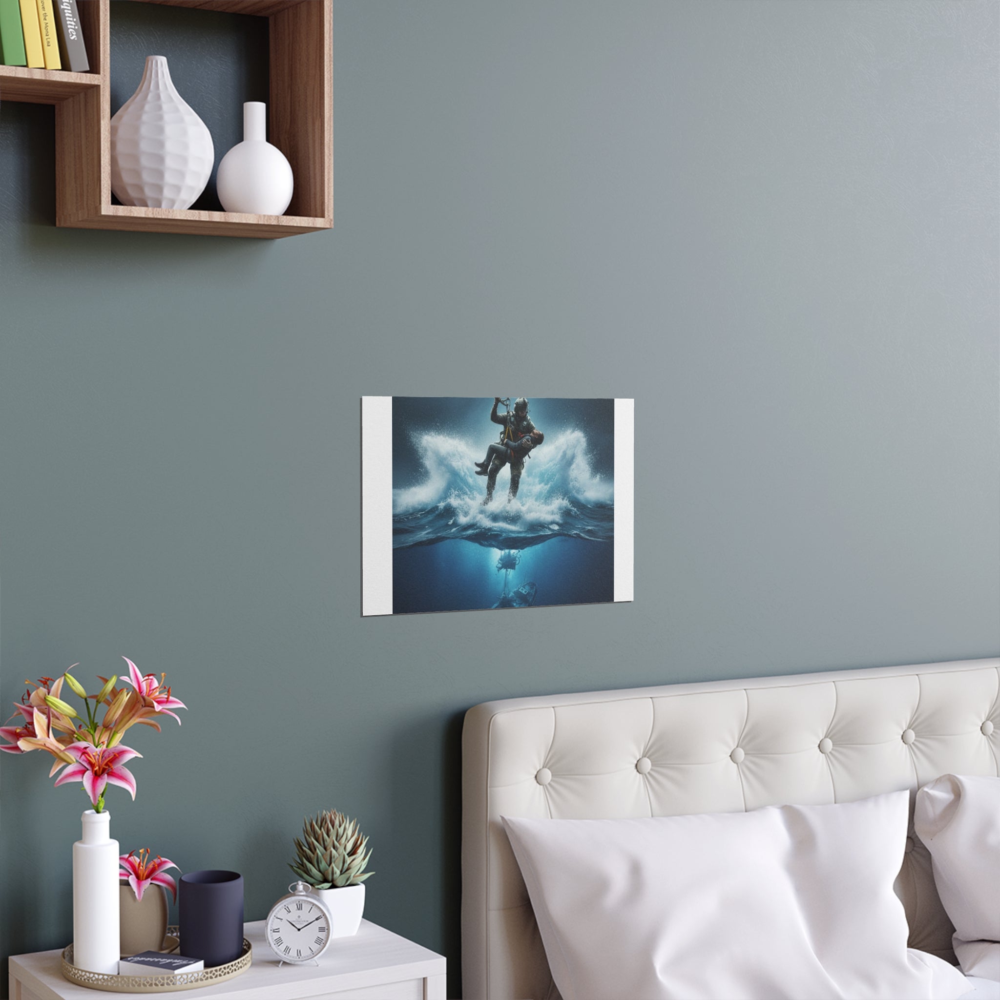 Diver Split-View Silk Poster — Underwater Adventure Wall Art (Indoor/Outdoor)