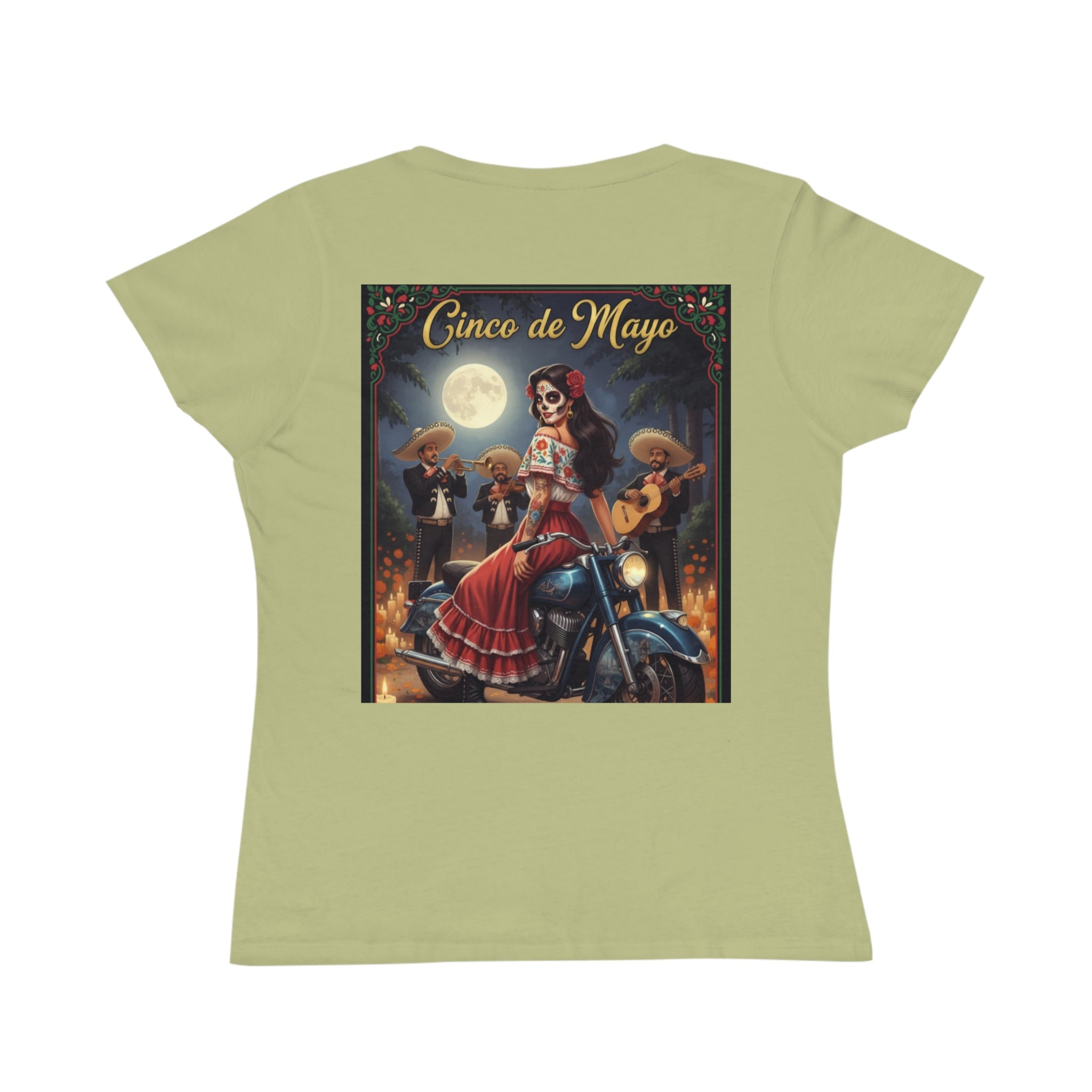 Cinco de Mayo Day of the Dead Motorcycle T‑Shirt — Día de Muertos Pinup Tee