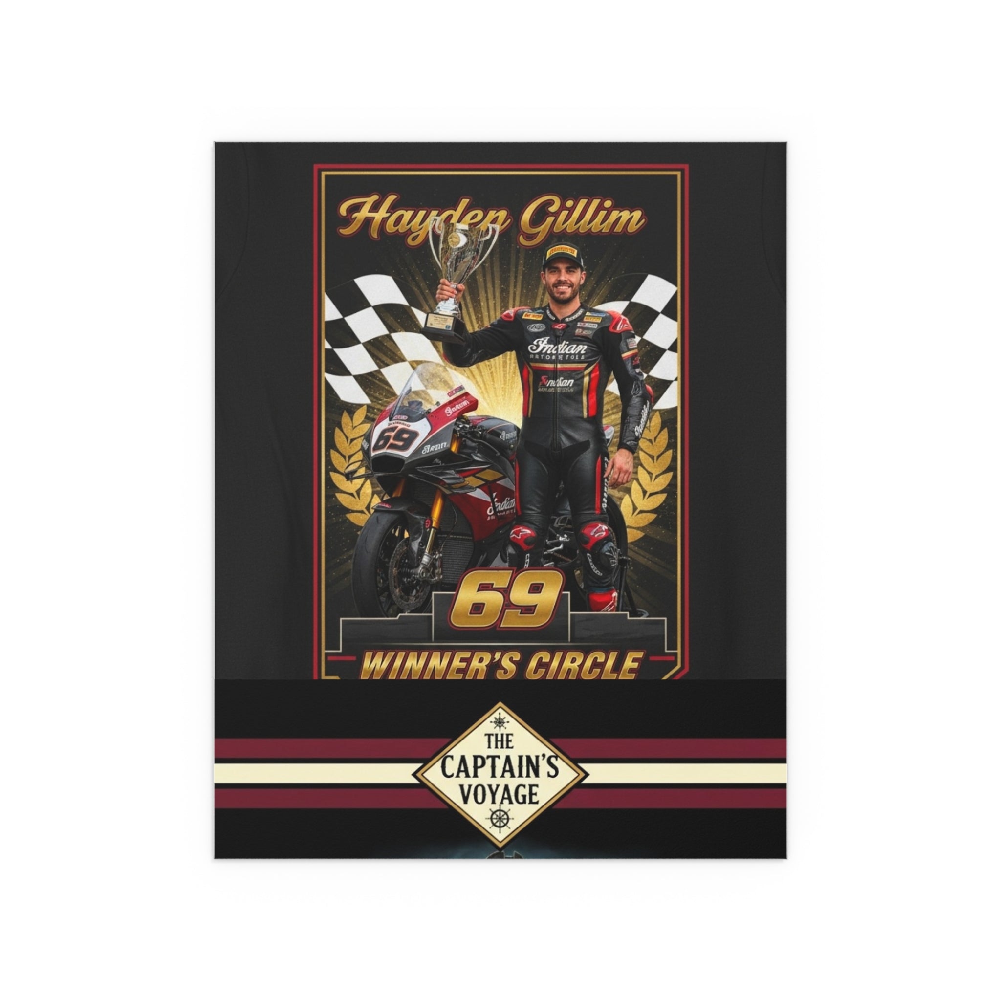 Racing Champion Silk Poster — “Winner’s Circle 69” Motorcycle Wall Art (Indoor/Outdoor)