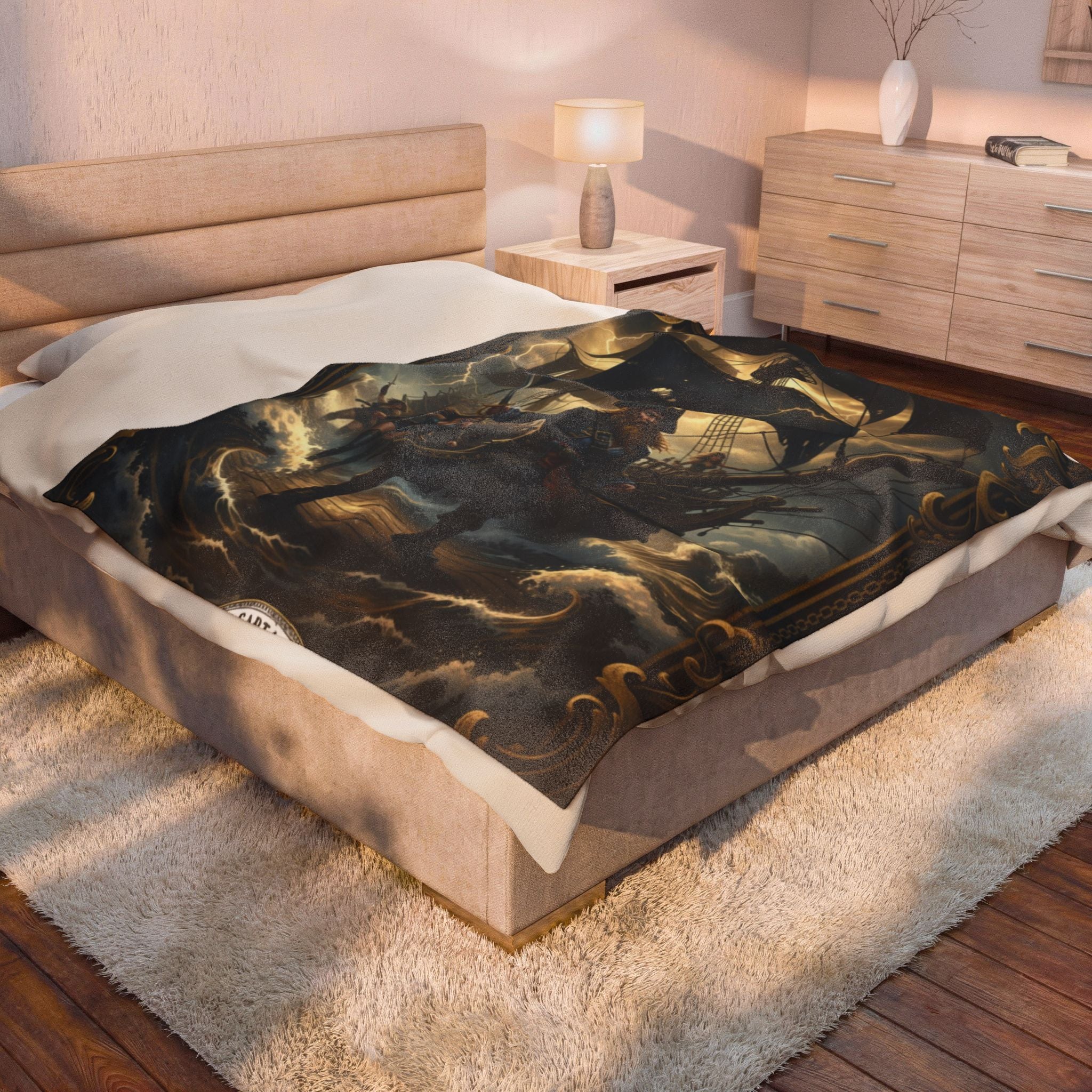 Pirate Captain Velveteen Plush Blanket – Nautical Adventure Throw for Seafaring Fans