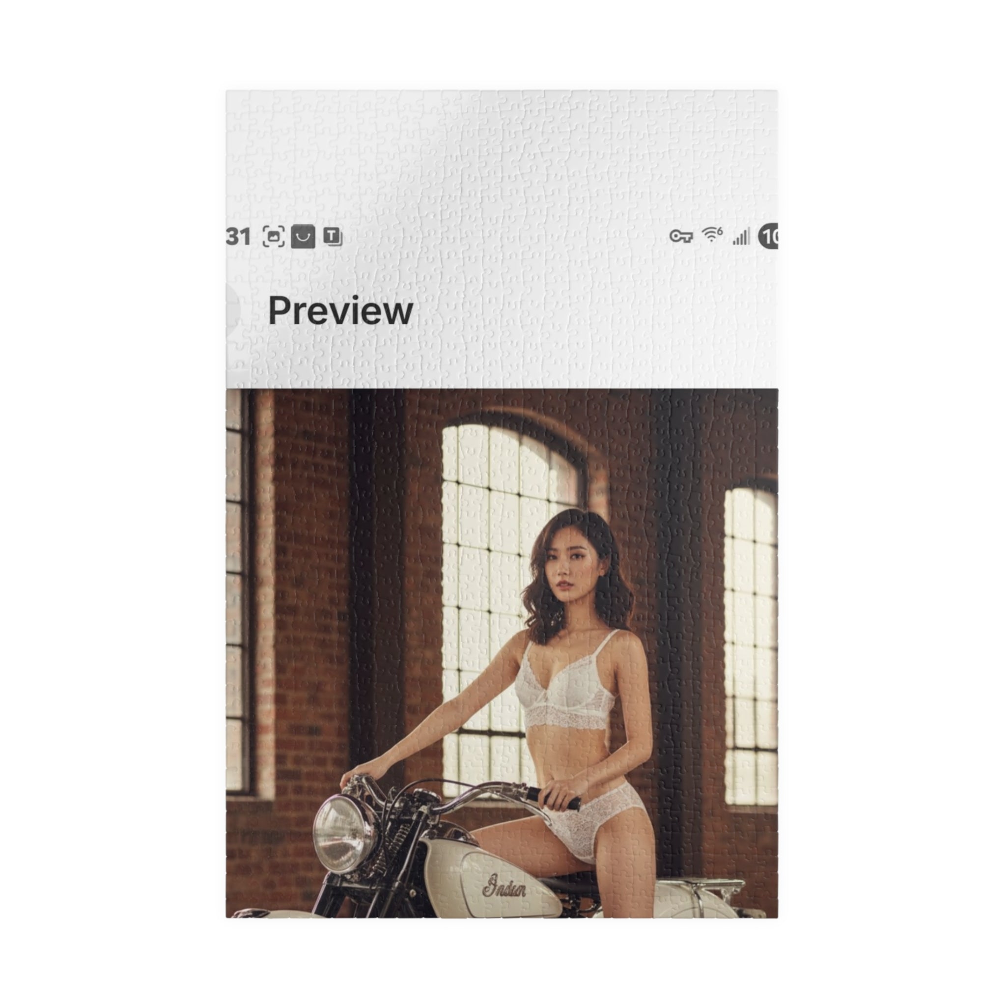 Vintage Motorcycle Pin-Up Puzzle – 520/1014 Piece Photo Jigsaw