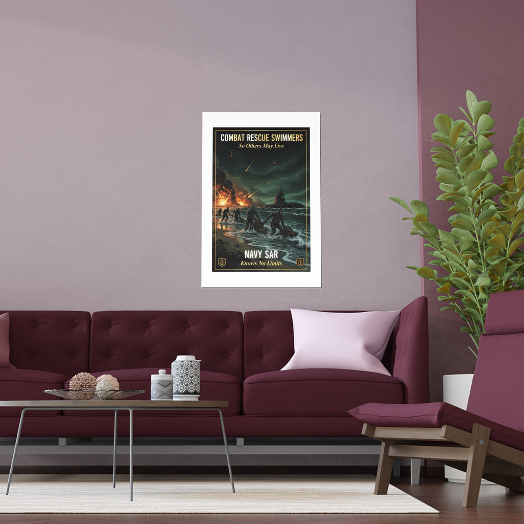 Navy SAR Combat Rescue Swimmers Silk Poster — 'So Others May Live' Indoor/Outdoor Print