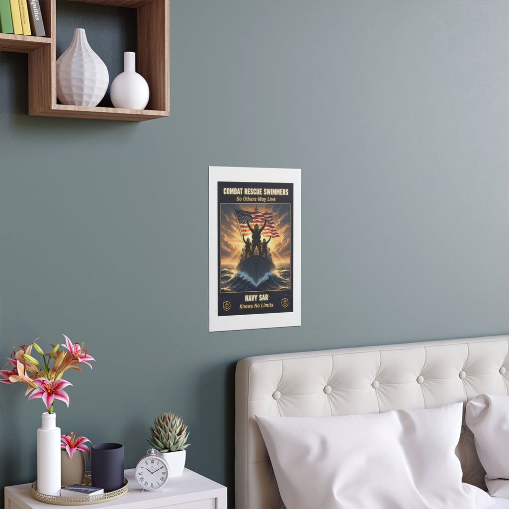 Combat Rescue Swimmers Silk Poster — "So Others May Live" Navy SAR Wall Art