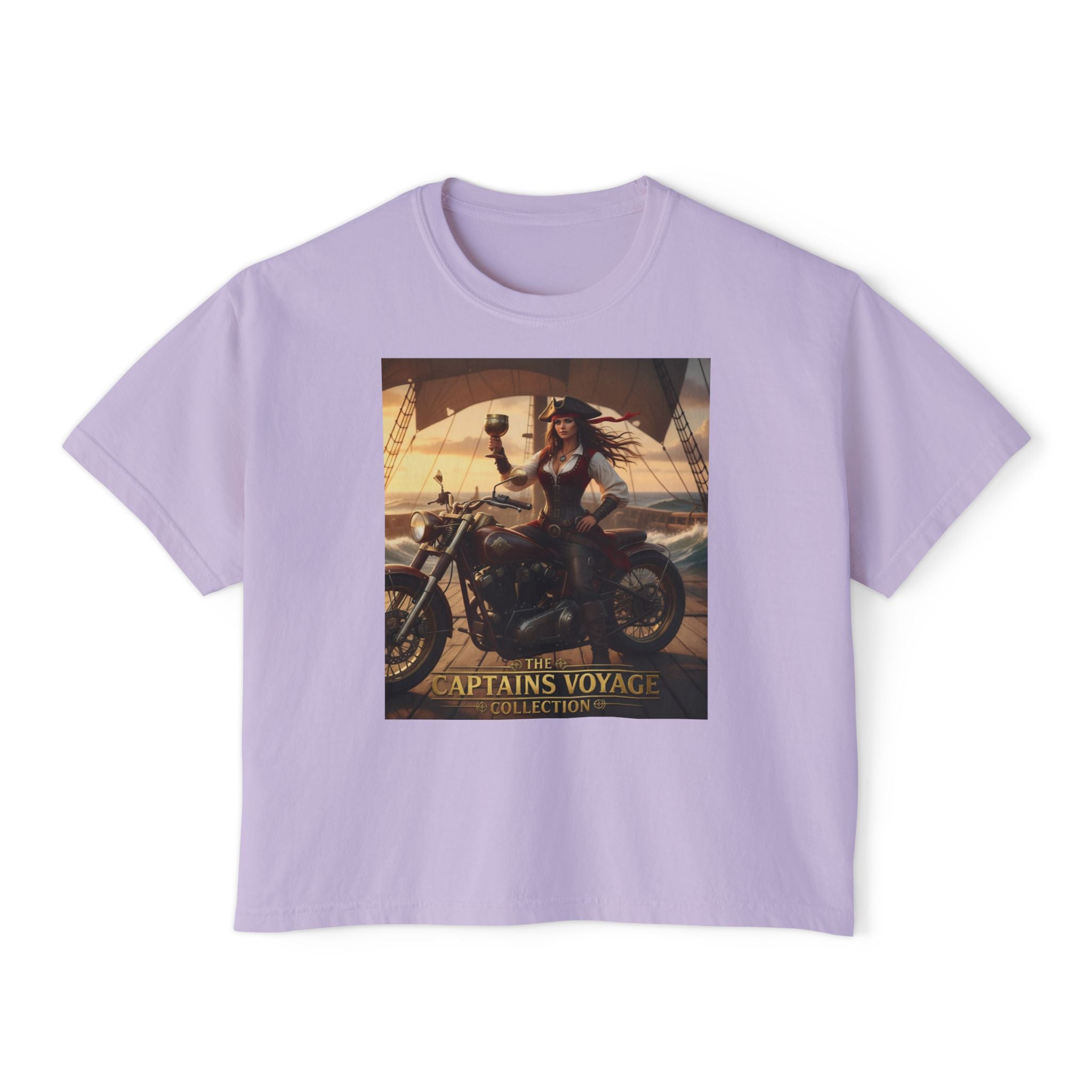 Boxy Tee — Captains Voyage Vintage Motorcycle & Sailing Graphic
