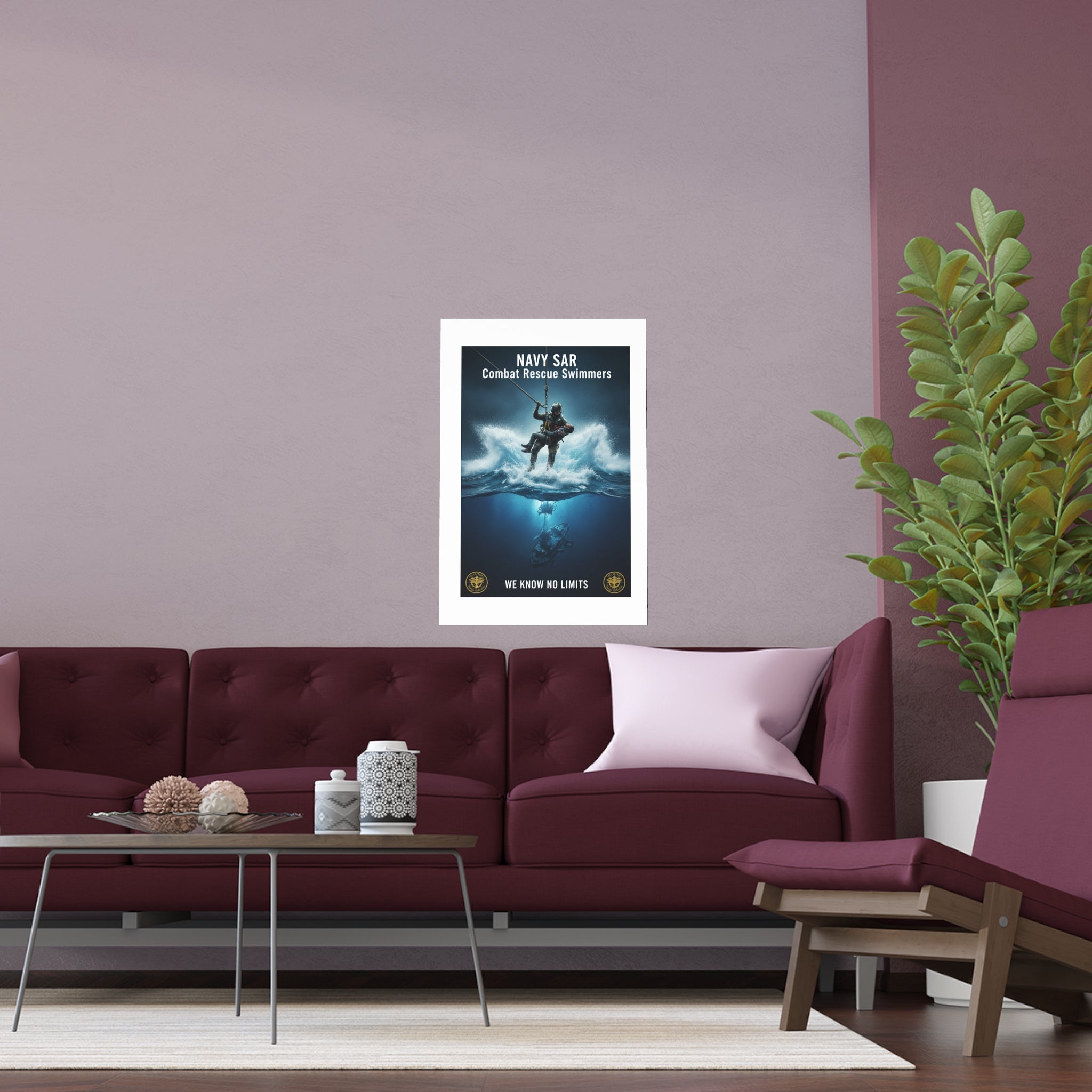 Diver Split-View Silk Poster — Underwater Adventure Wall Art (Indoor/Outdoor)
