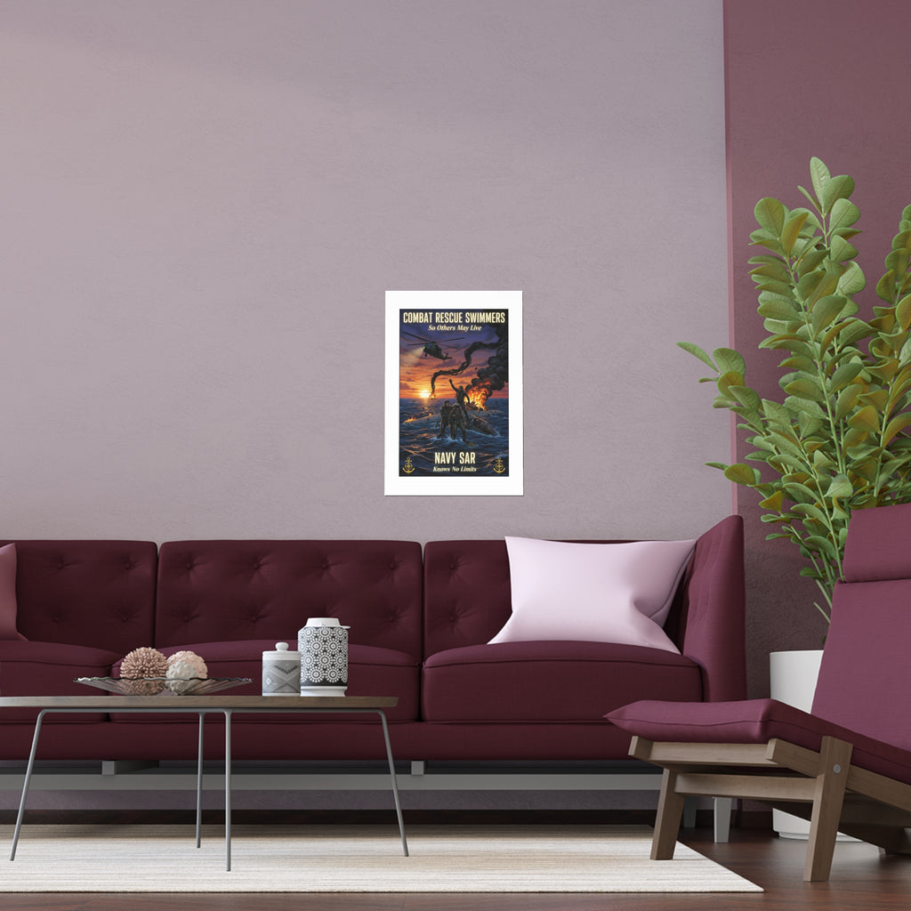 Navy SAR Combat Rescue Swimmers Silk Poster — Indoor/Outdoor Military Wall Art
