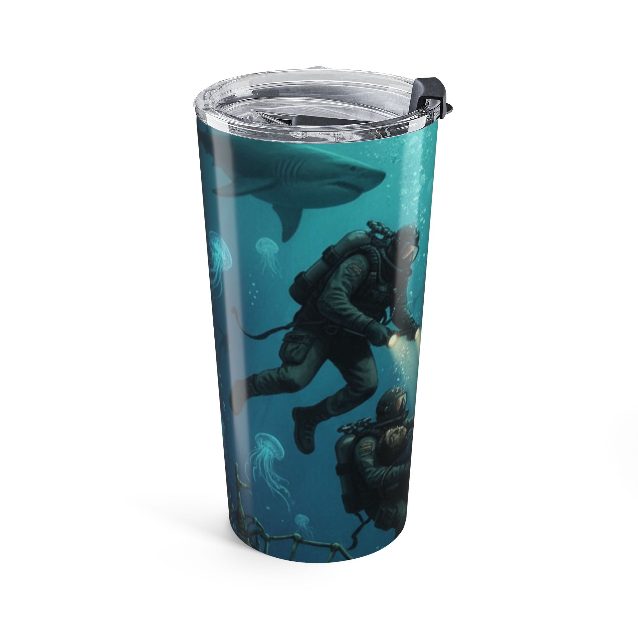 20oz Ocean Depths Tumbler — Underwater Mermaid & Jellyfish Travel Cup
