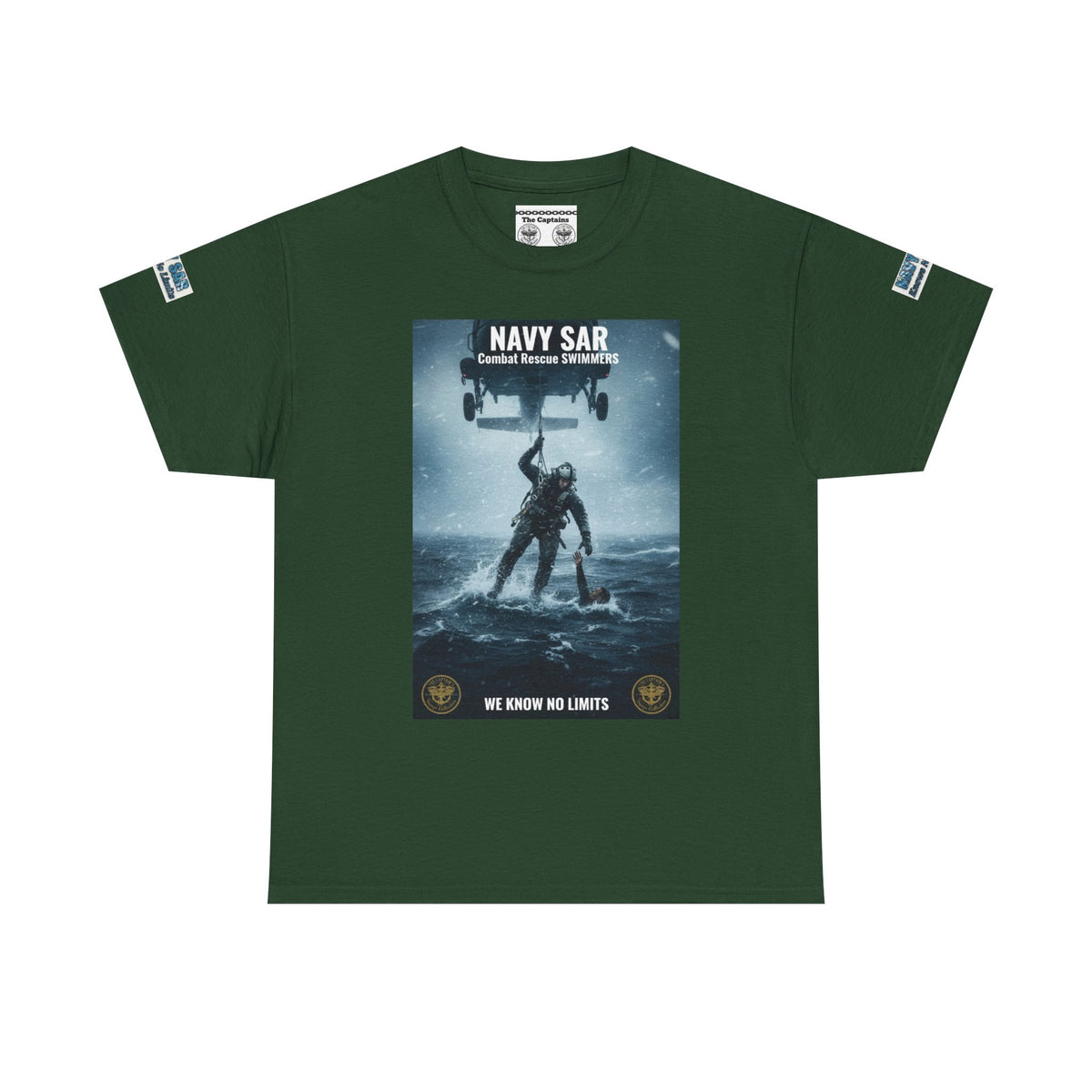 Navy SAR Combat Rescue Swimmers T‑Shirt — "We Know No Limits"