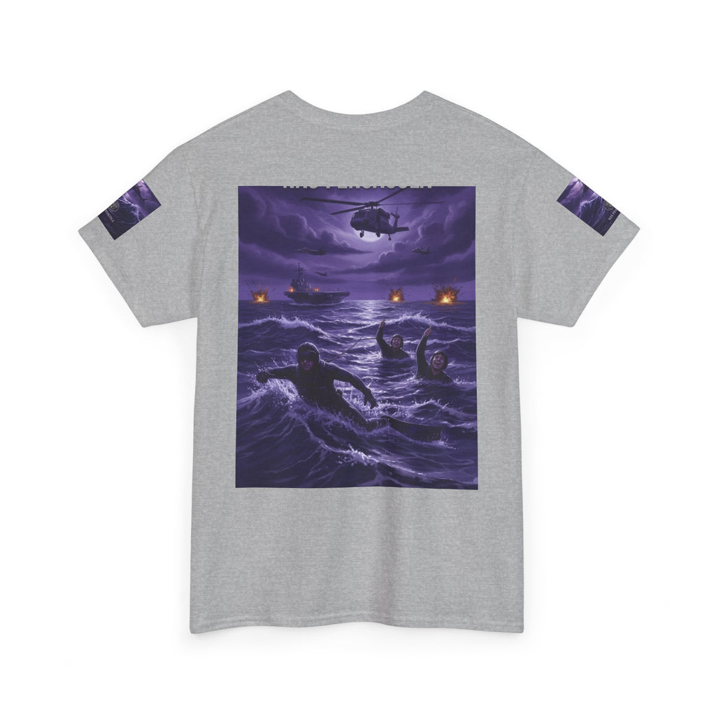 Rescue Night Tee — Purple Helicopter Sea Rescue Graphic T-Shirt