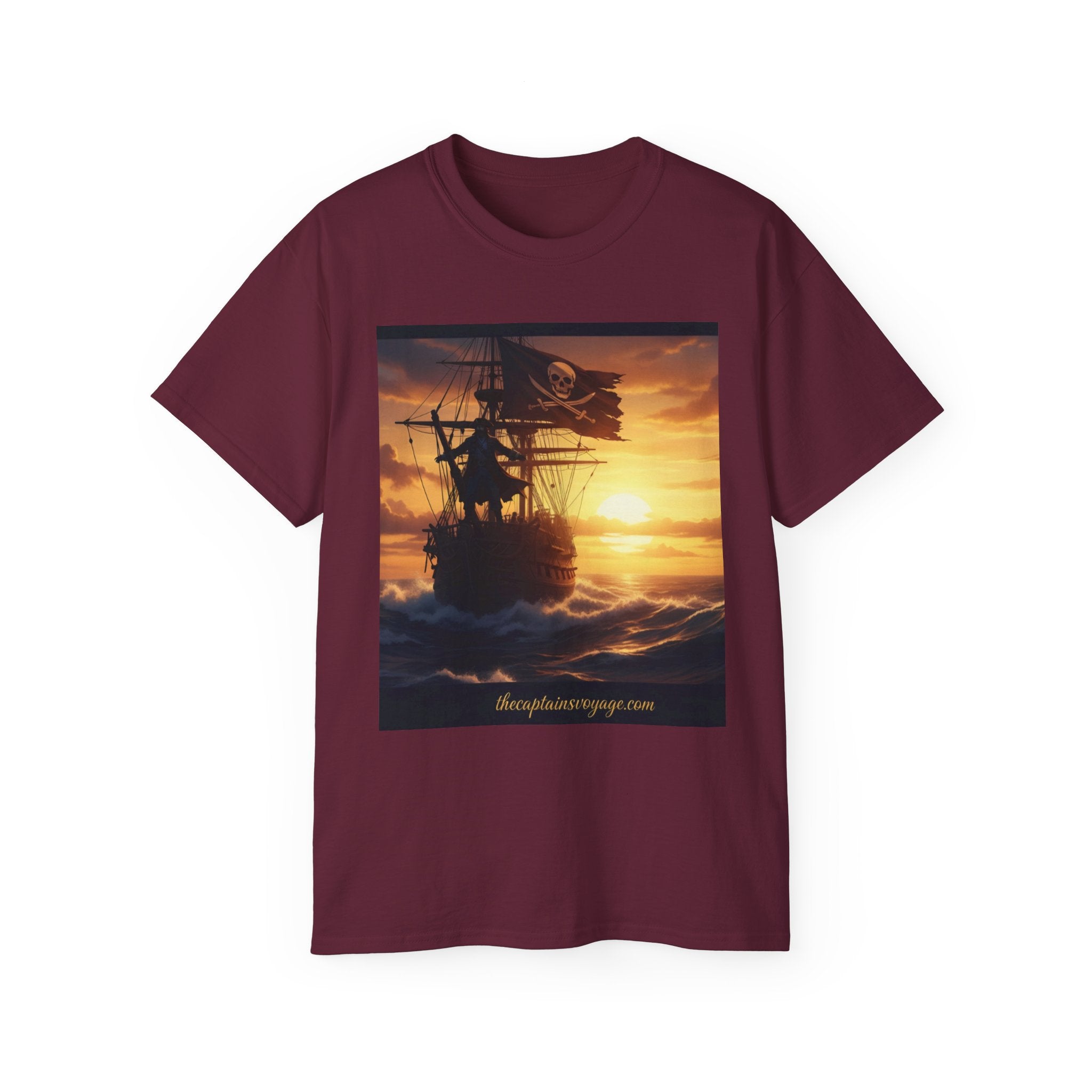 Pirate Ship Sunset Tee – Nautical Pirate Skull Graphic T-Shirt