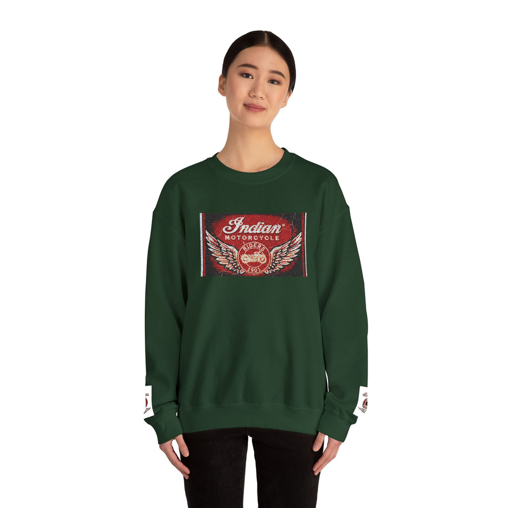 Vintage Motorcycle Crewneck Sweatshirt — 'Indian Motorcycles' Winged Logo