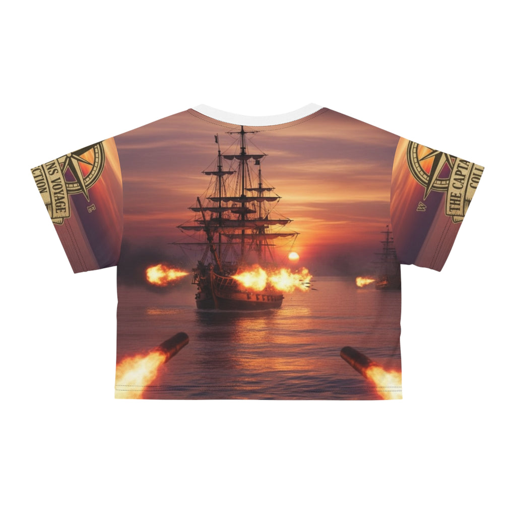 Pirate Adventure Crop Tee — Battle at Sea All-Over Print