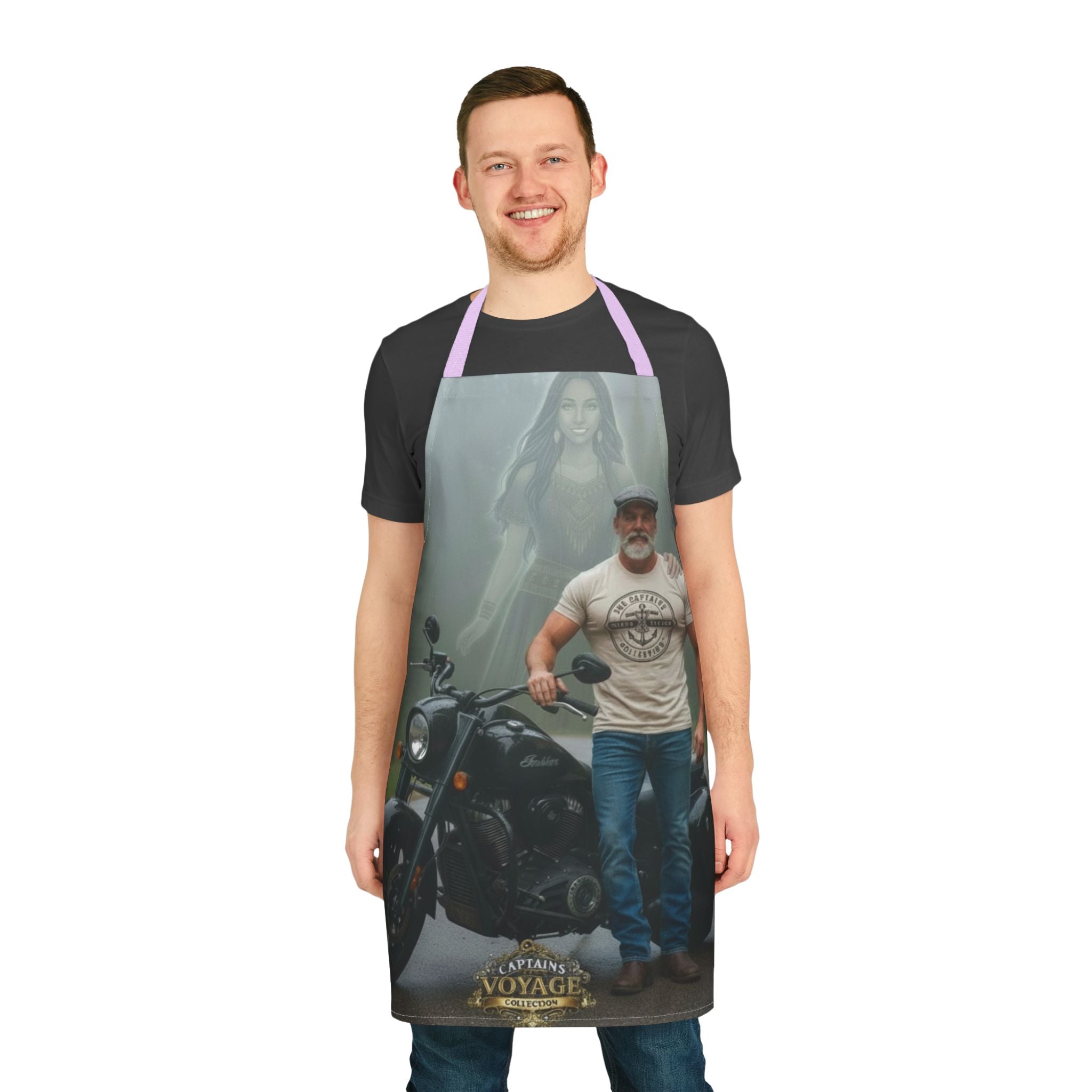 Motorcycle Rider Apron — "Captain's Voyage" Biker BBQ & Workshop Gift