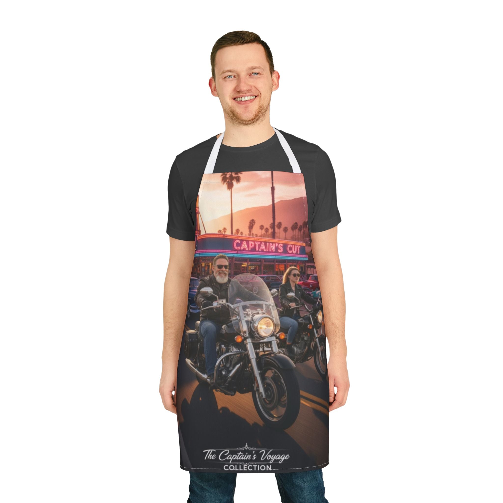Biker Sunset Apron — Vintage Motorcycle Diner Print