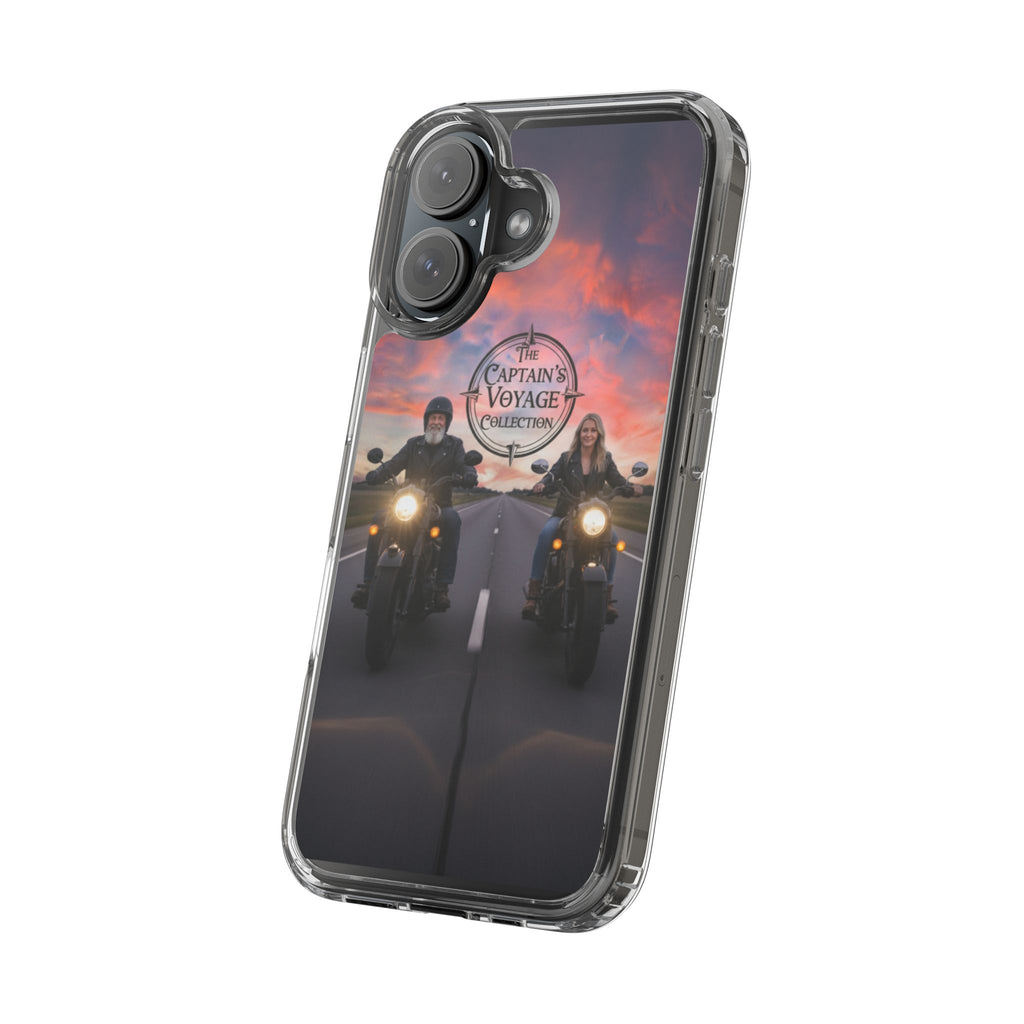 Clear Phone Case — 'The Captain's Voyage Collection' Motorcycle Sunset Design