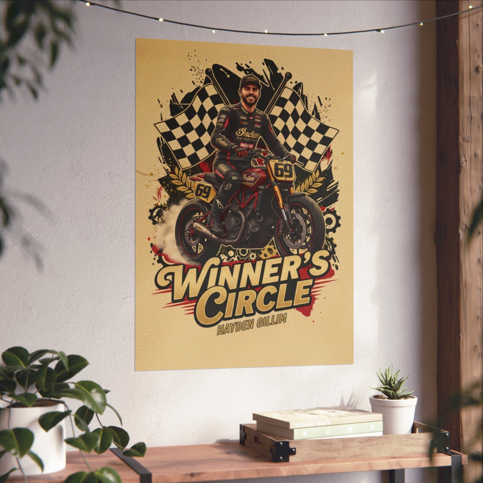 Winner's Circle Motorcycle Poster — Vintage Racing Fine Art Print