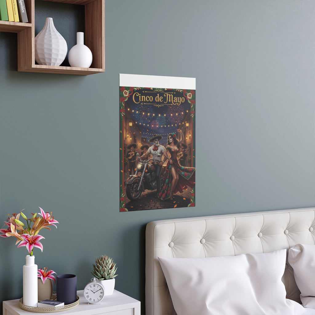 Day of the Dead Biker Silk Poster — Outdoor/Indoor Dia de los Muertos Wall Art