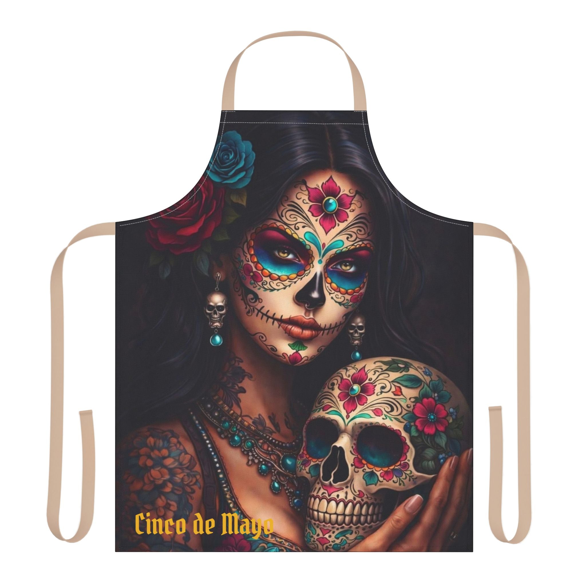 Day of the Dead Sugar Skull Apron — Cinco de Mayo Decorative Kitchen Apron