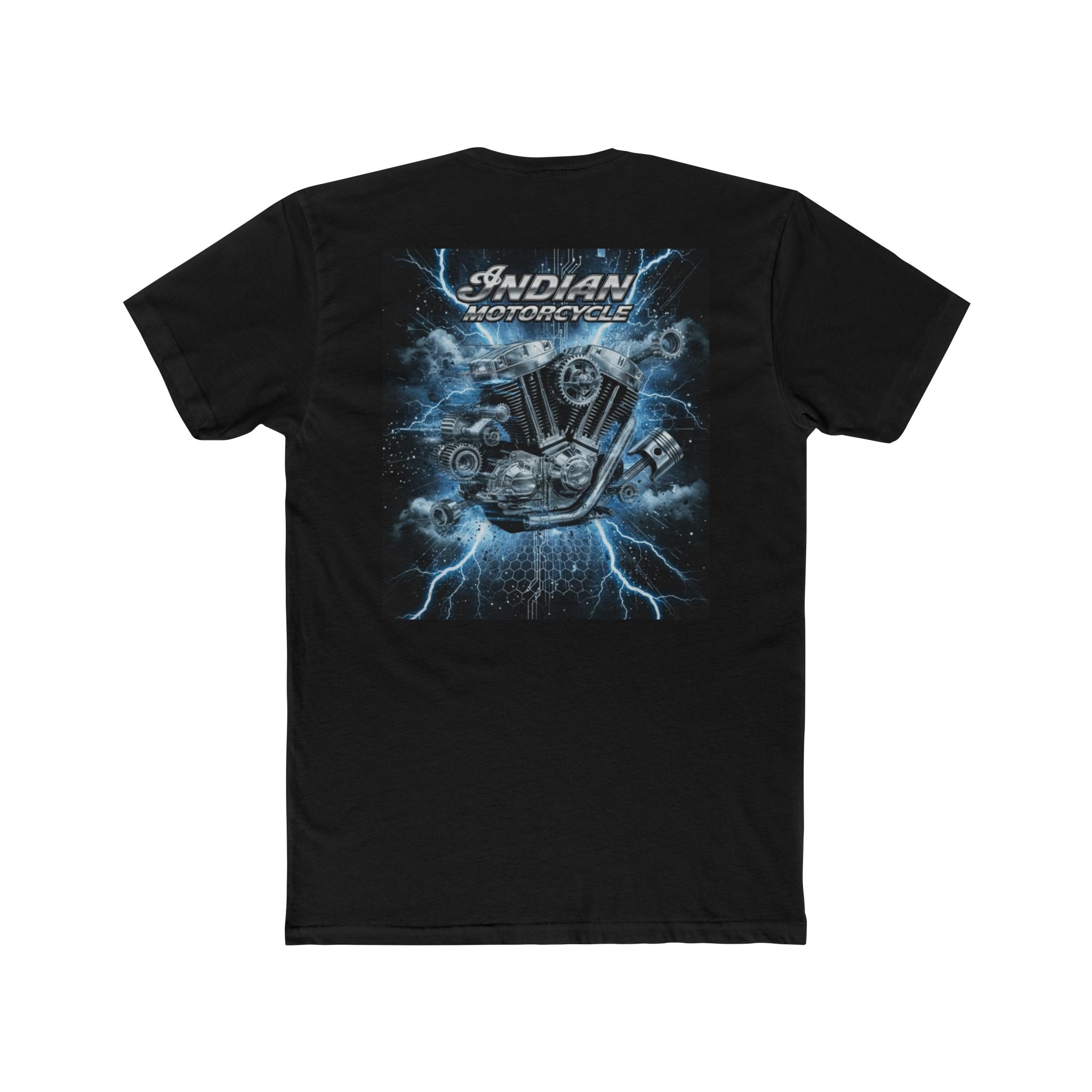 Indian Motorcycle Lightning Engine Tee — Vintage Biker Graphic T-Shirt