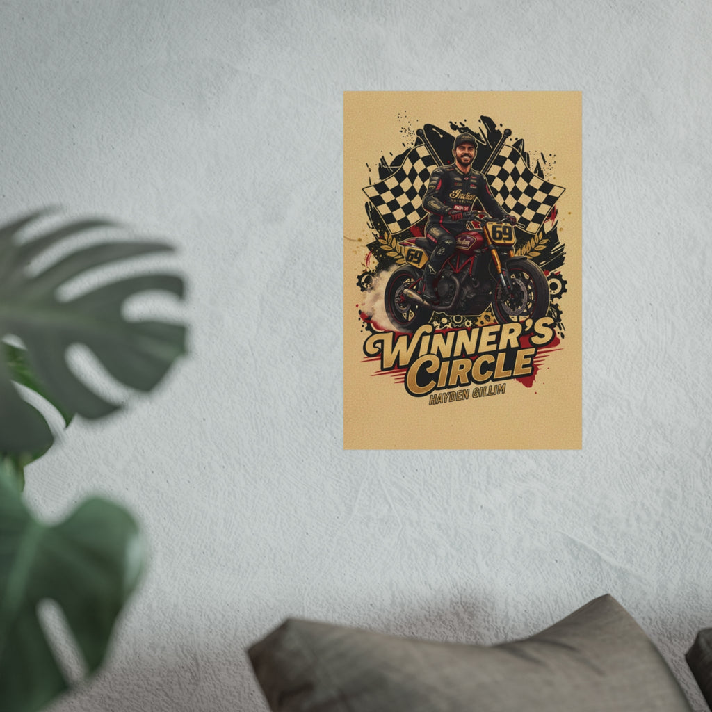 Winner's Circle Motorcycle Poster — Vintage Racing Fine Art Print