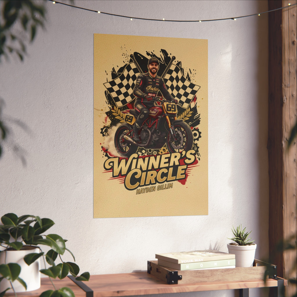 Winner's Circle Motorcycle Poster — Vintage Racing Fine Art Print