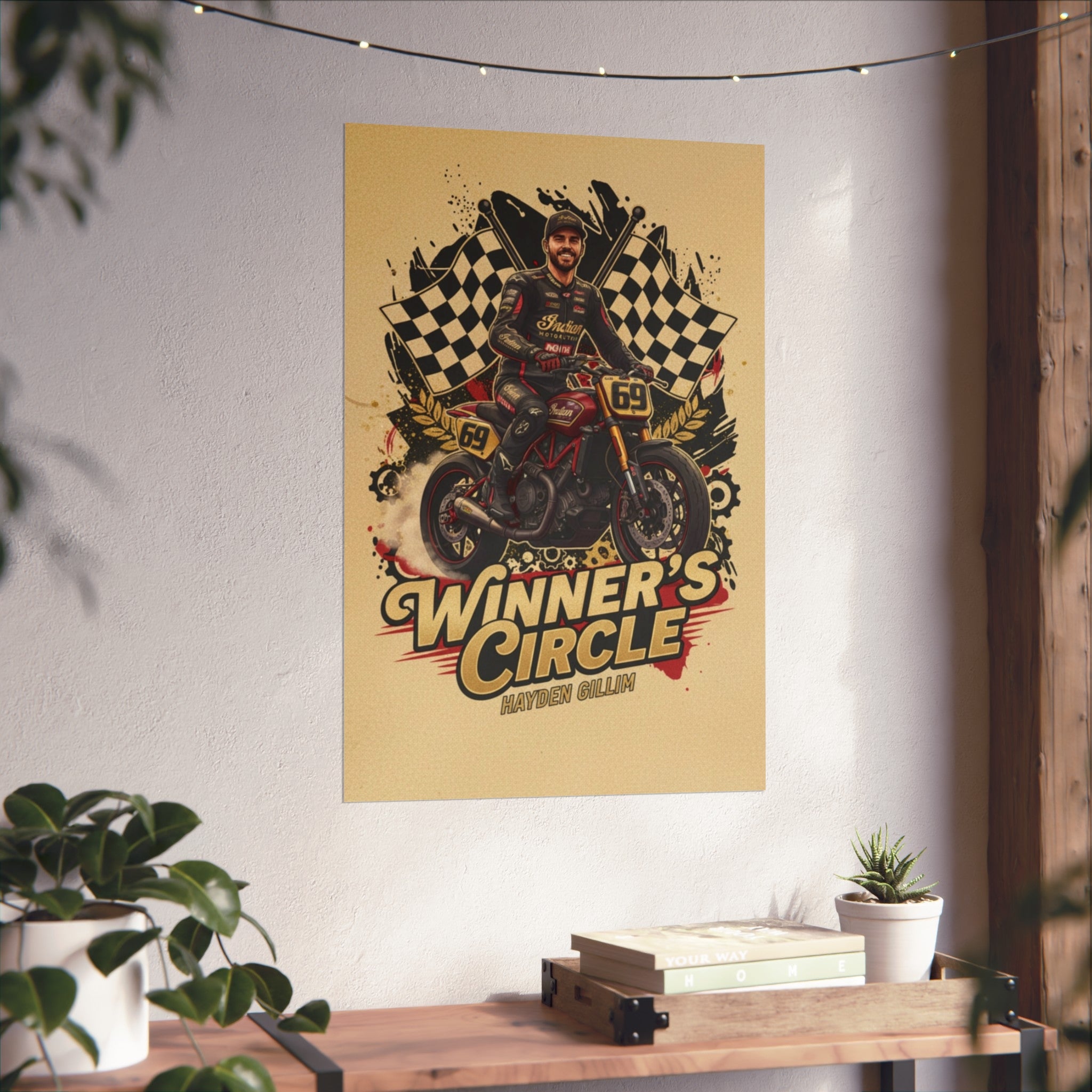 Winner's Circle Motorcycle Poster — Vintage Racing Fine Art Print