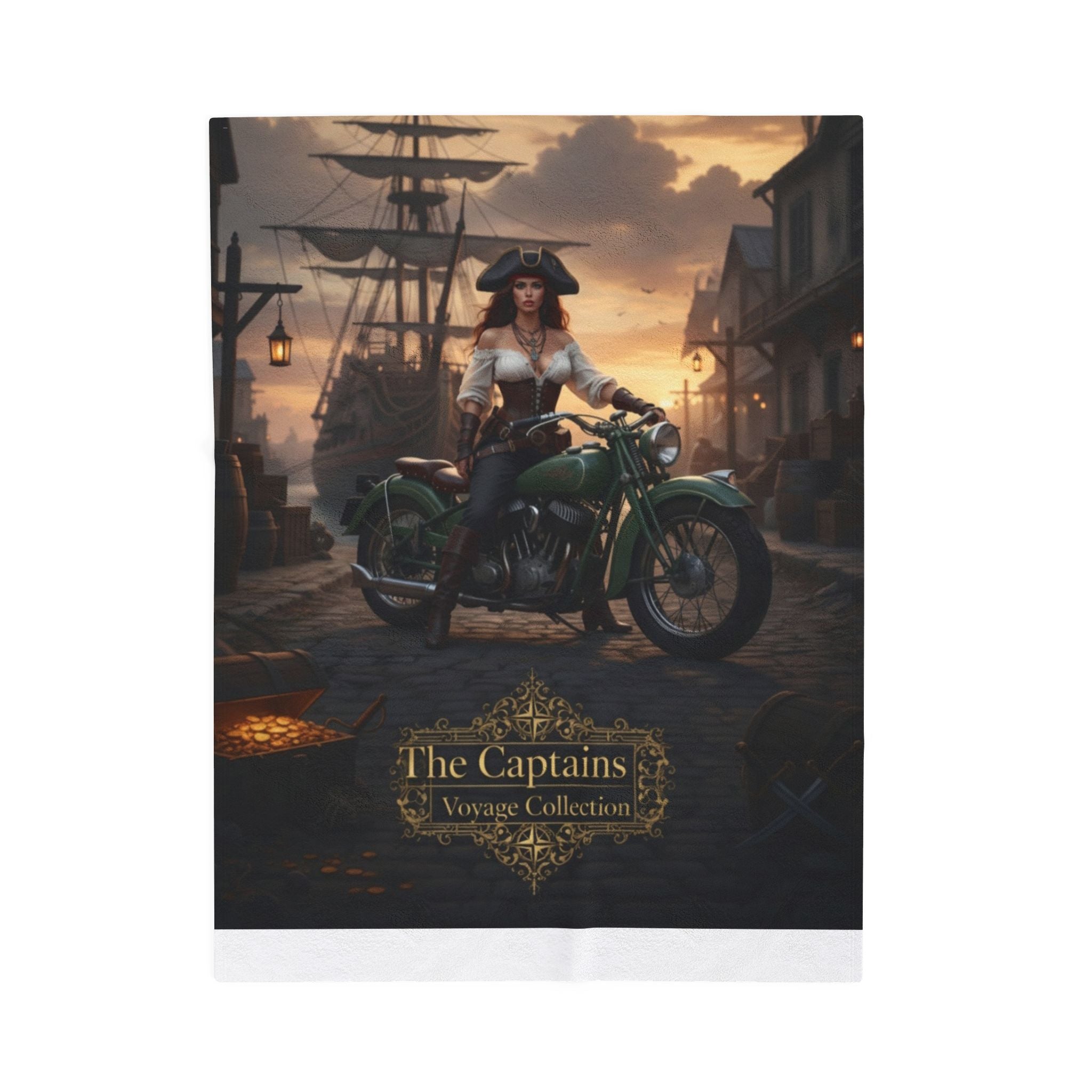 Captain's Vintage Motorcycle Velveteen Plush Blanket — "The Captains Vintage Collection"