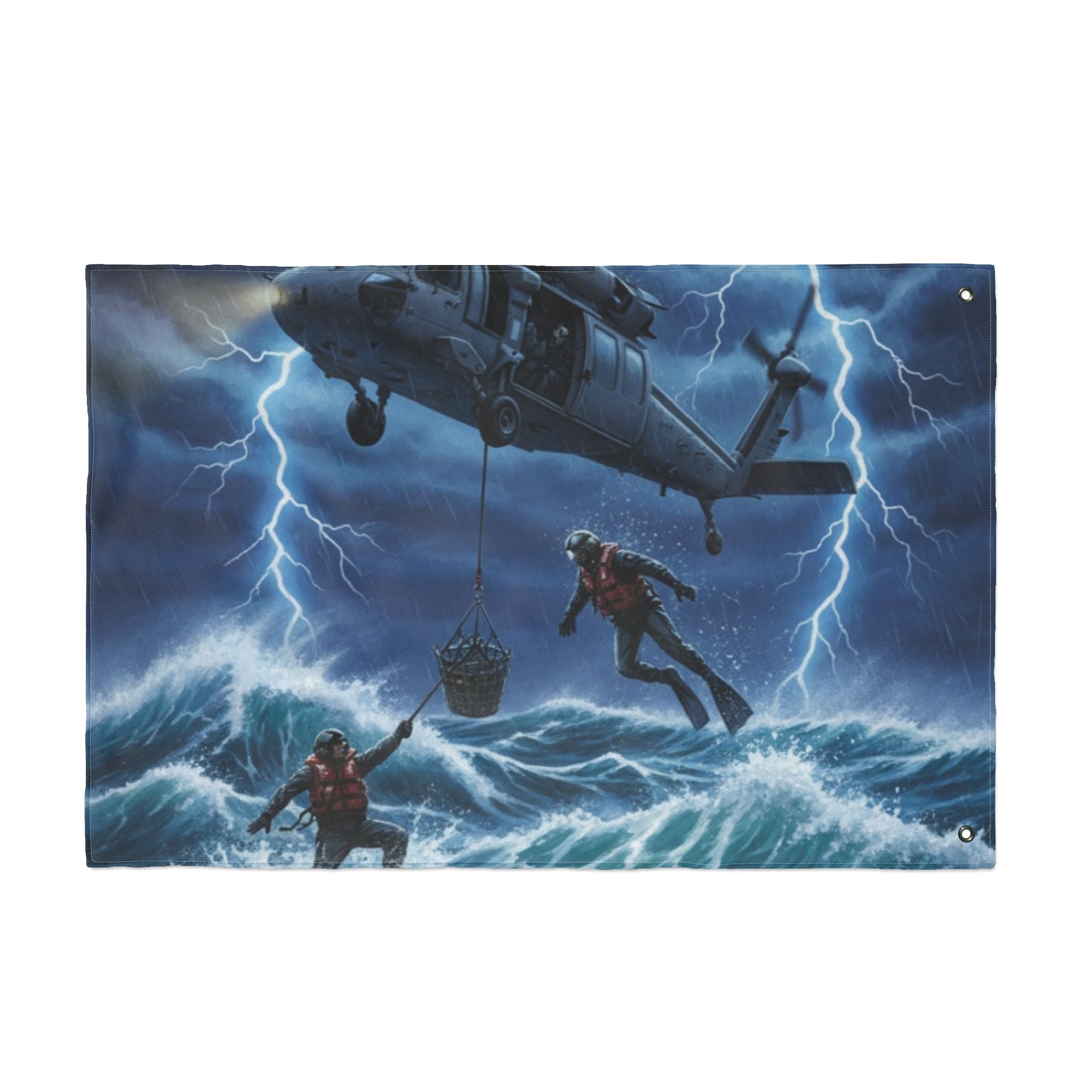 Double-Sided Nautical Rescue Flag — Navy SAR Search & Rescue Scene