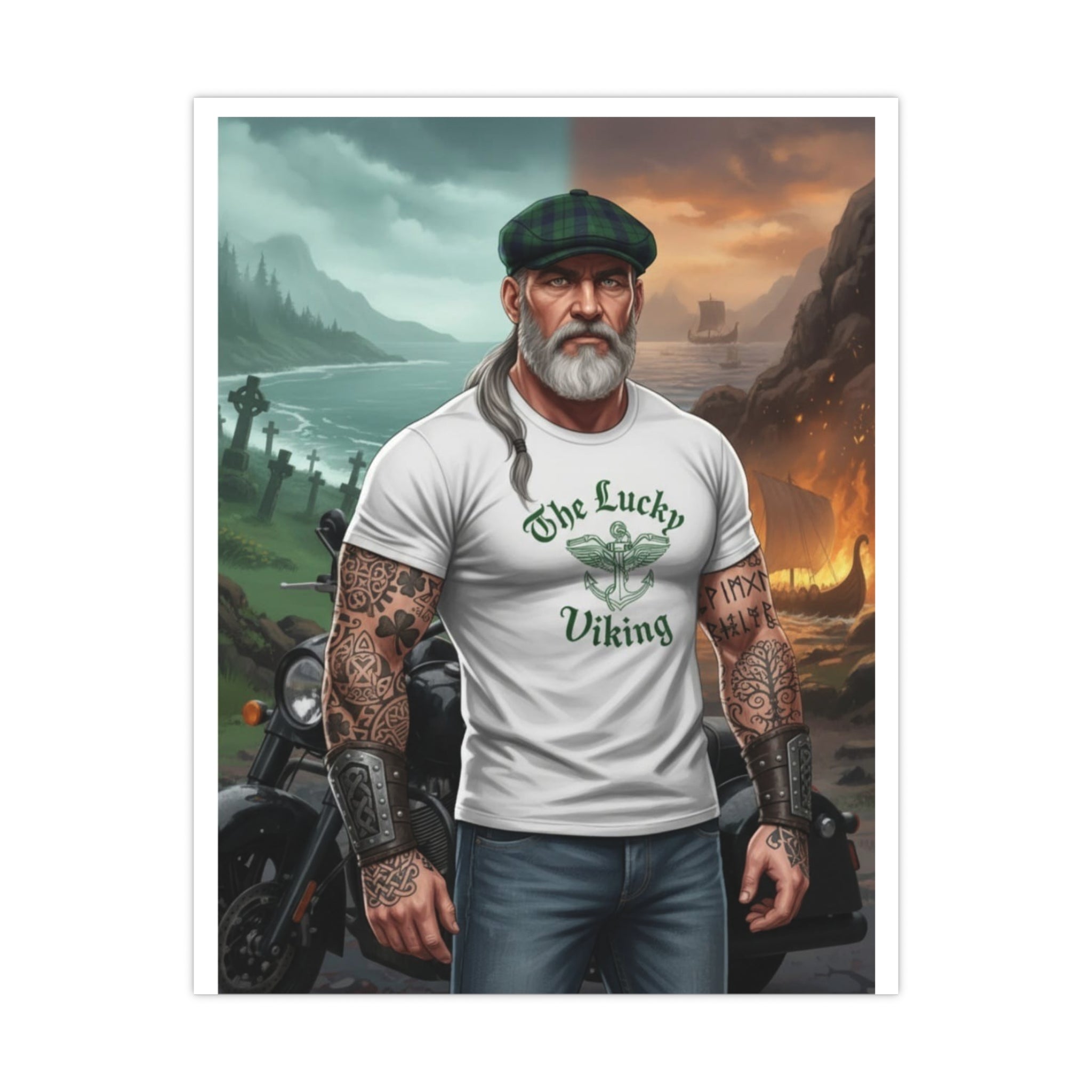 Matte Poster - "The Lucky Viking" Tattooed Norse Warrior Wall Art