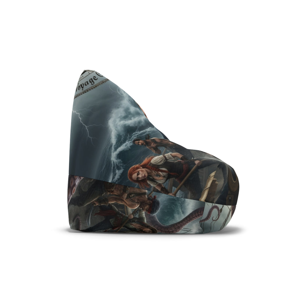 Bean Bag Chair Cover — Stormy Sea Pirate Captain & Kraken Illustration
