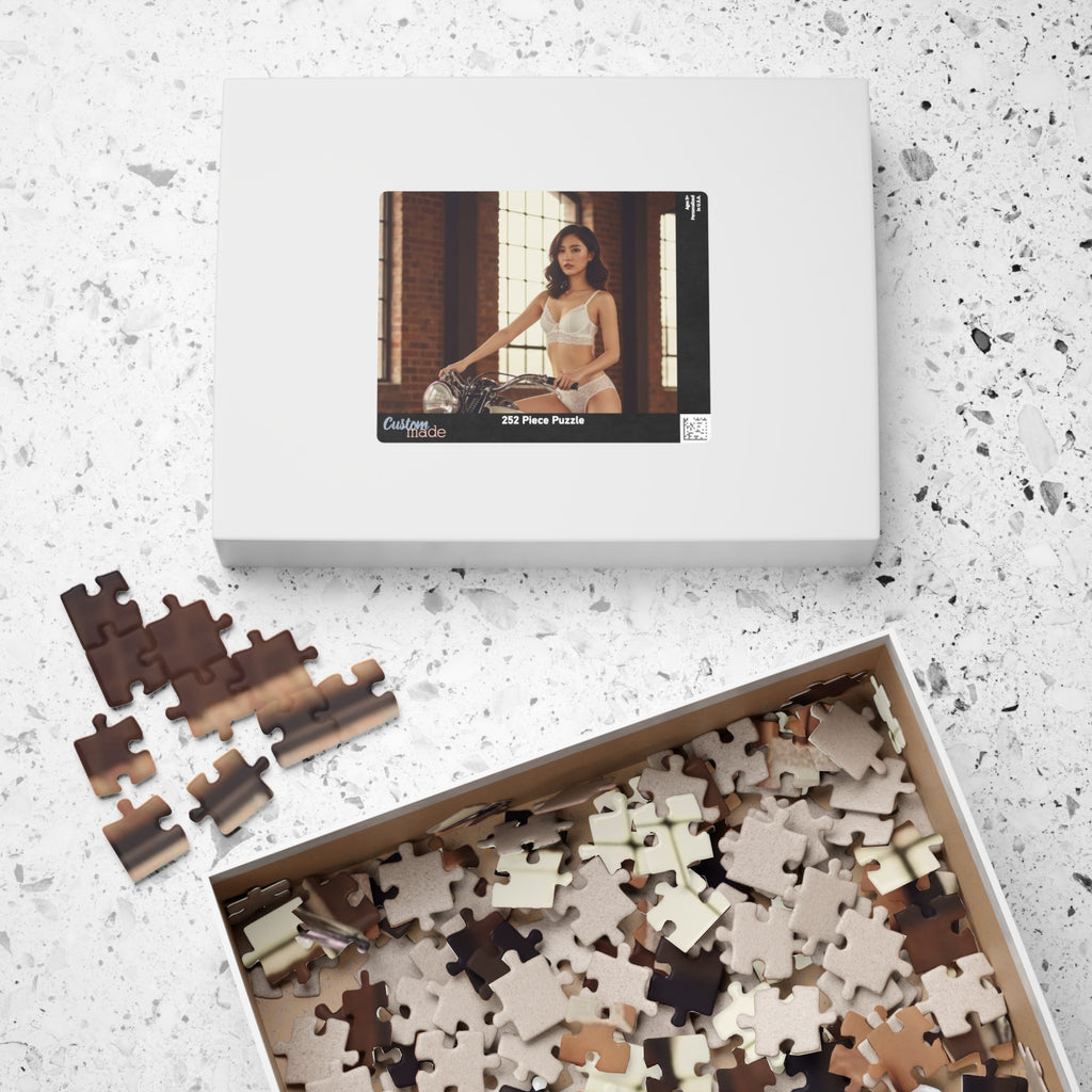Vintage Motorcycle Pin-Up Puzzle – 520/1014 Piece Photo Jigsaw