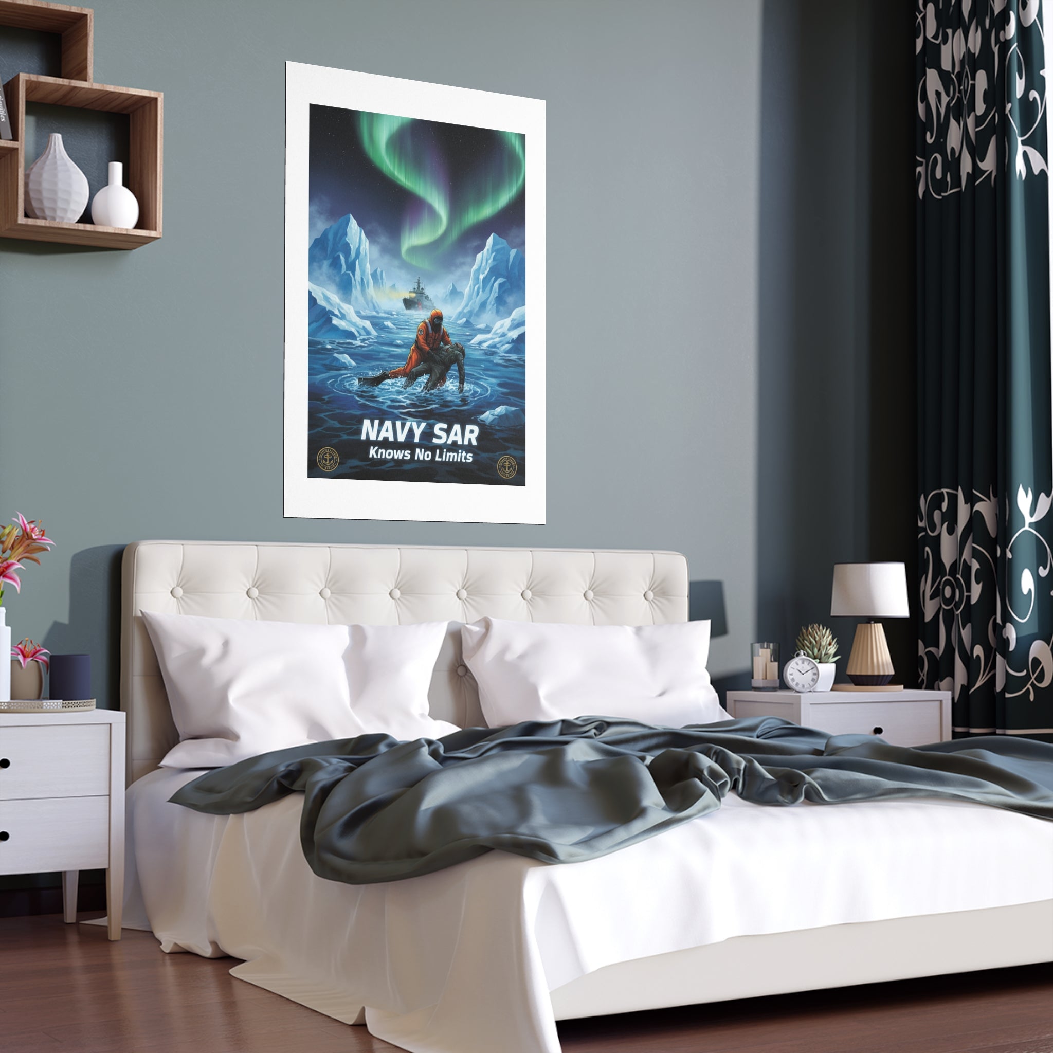 Silk Poster — 'Navy SAR Knows No Limits' Arctic Rescue Wall Art (Indoor/Outdoor)