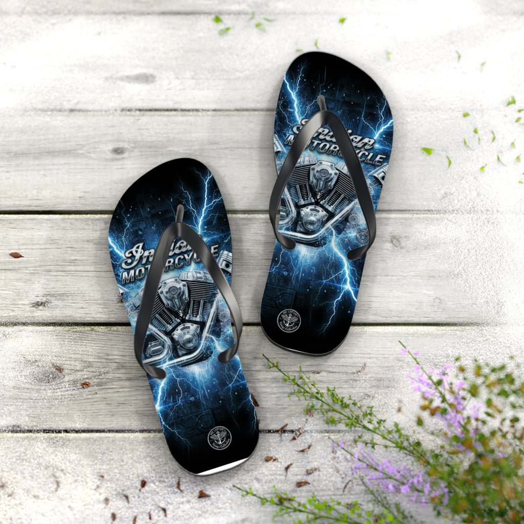 Electric Skull Flip Flops – Men’s Biker Beach Sandals