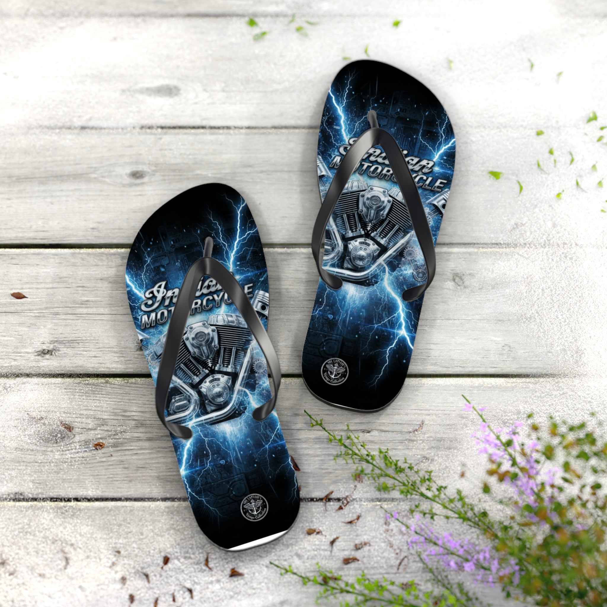 Electric Skull Flip Flops – Men’s Biker Beach Sandals