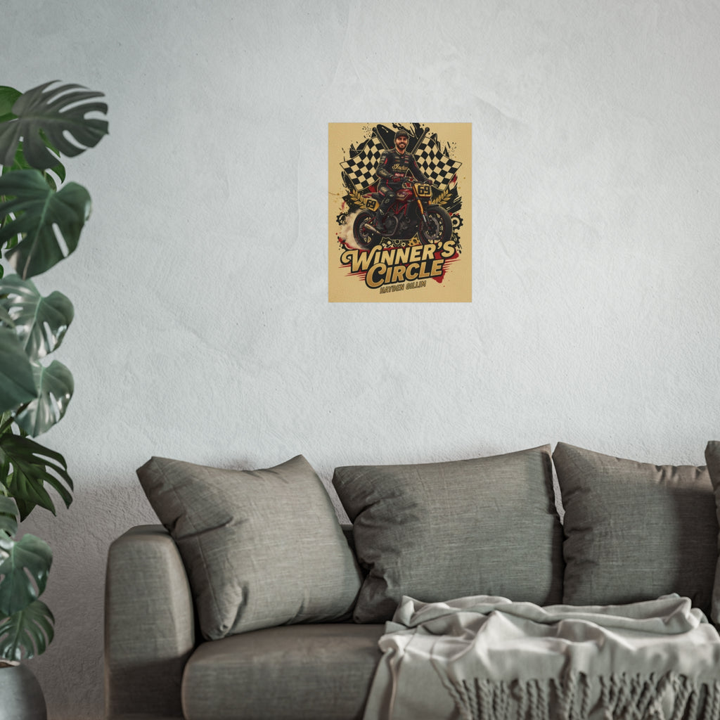 Winner's Circle Motorcycle Poster — Vintage Racing Fine Art Print